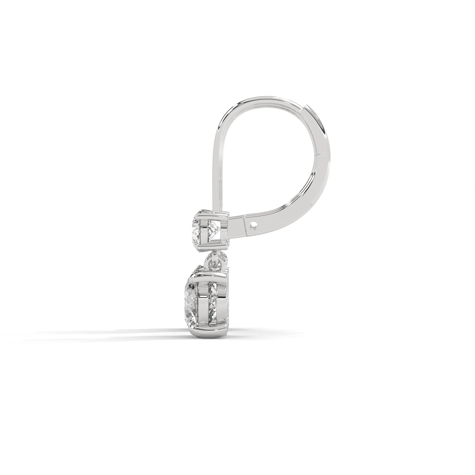 Round Double Drop Dangle Earrings Platinum