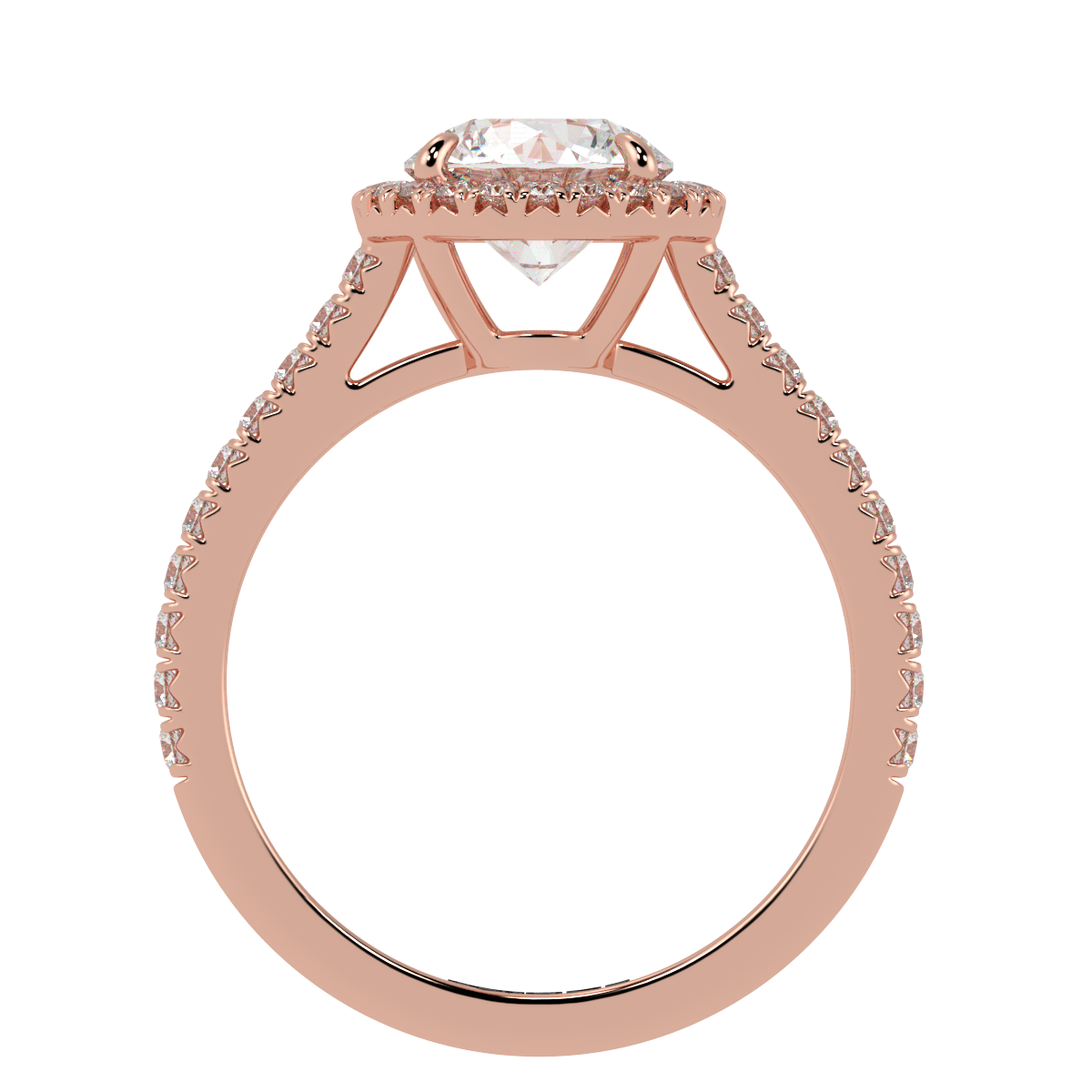 Round Halo Diamond Engagement Ring Rose Gold