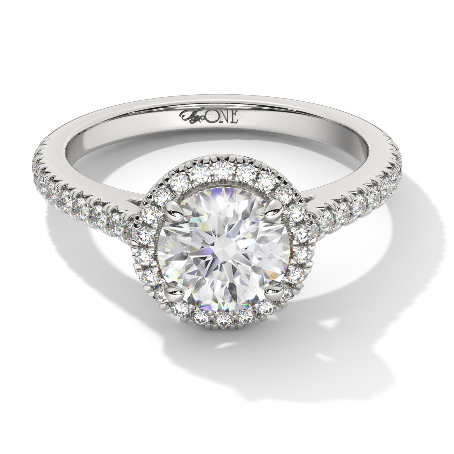 Round Halo Diamond Engagement Ring White Gold