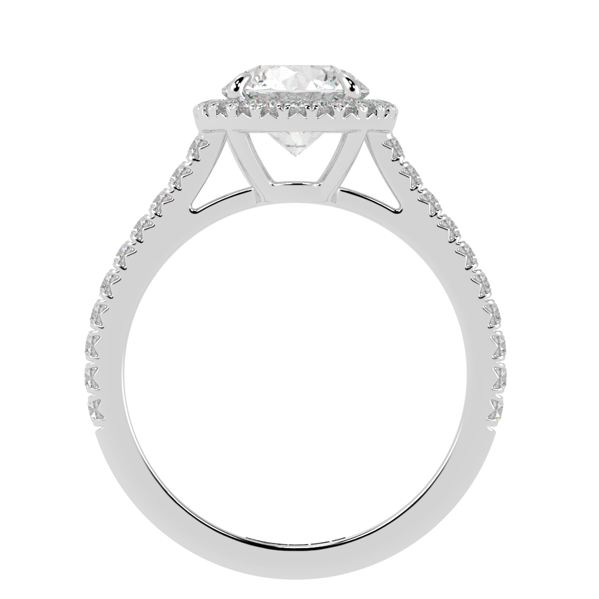 Round Halo Diamond Engagement Ring White Gold