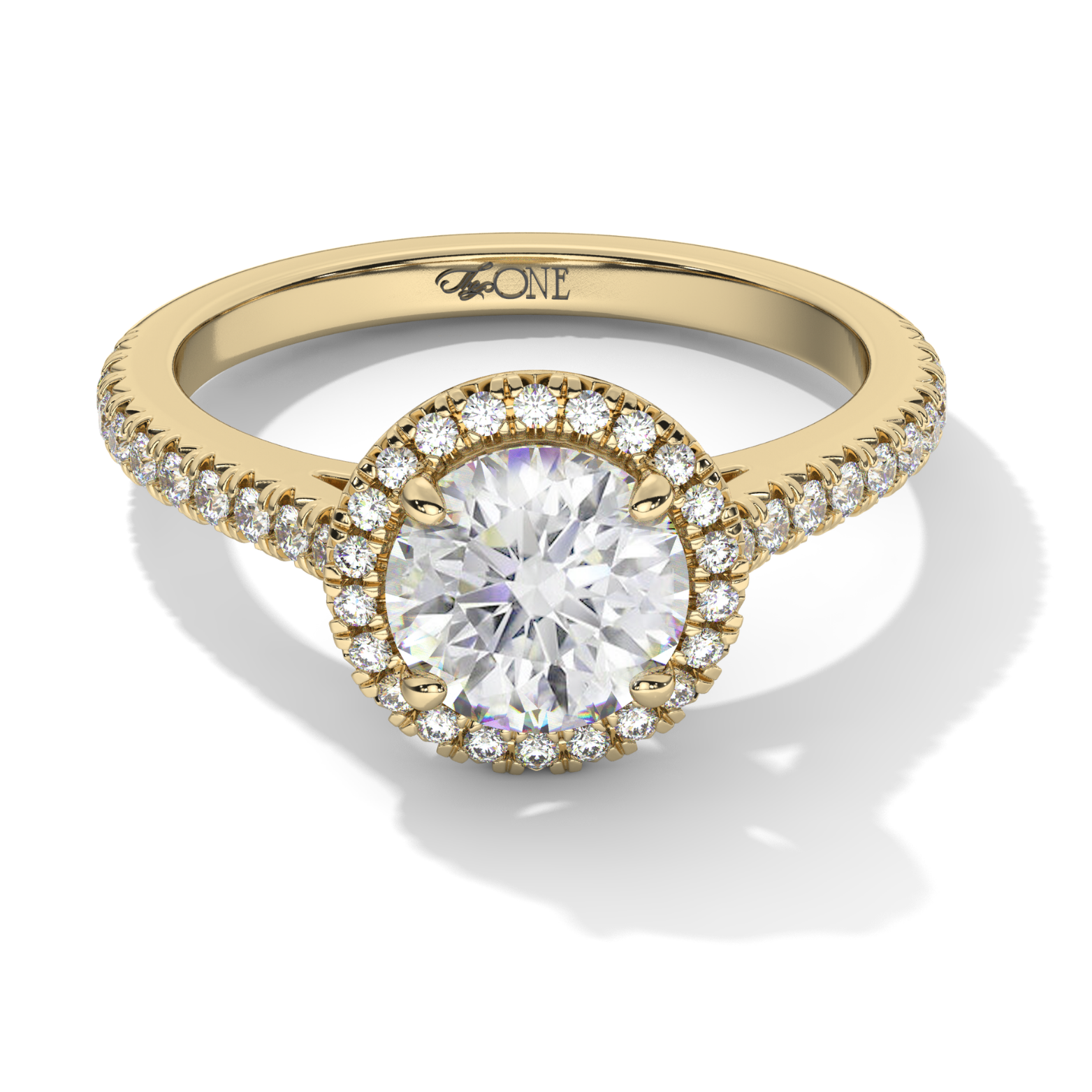 Round Halo Diamond Engagement Ring Yellow Gold