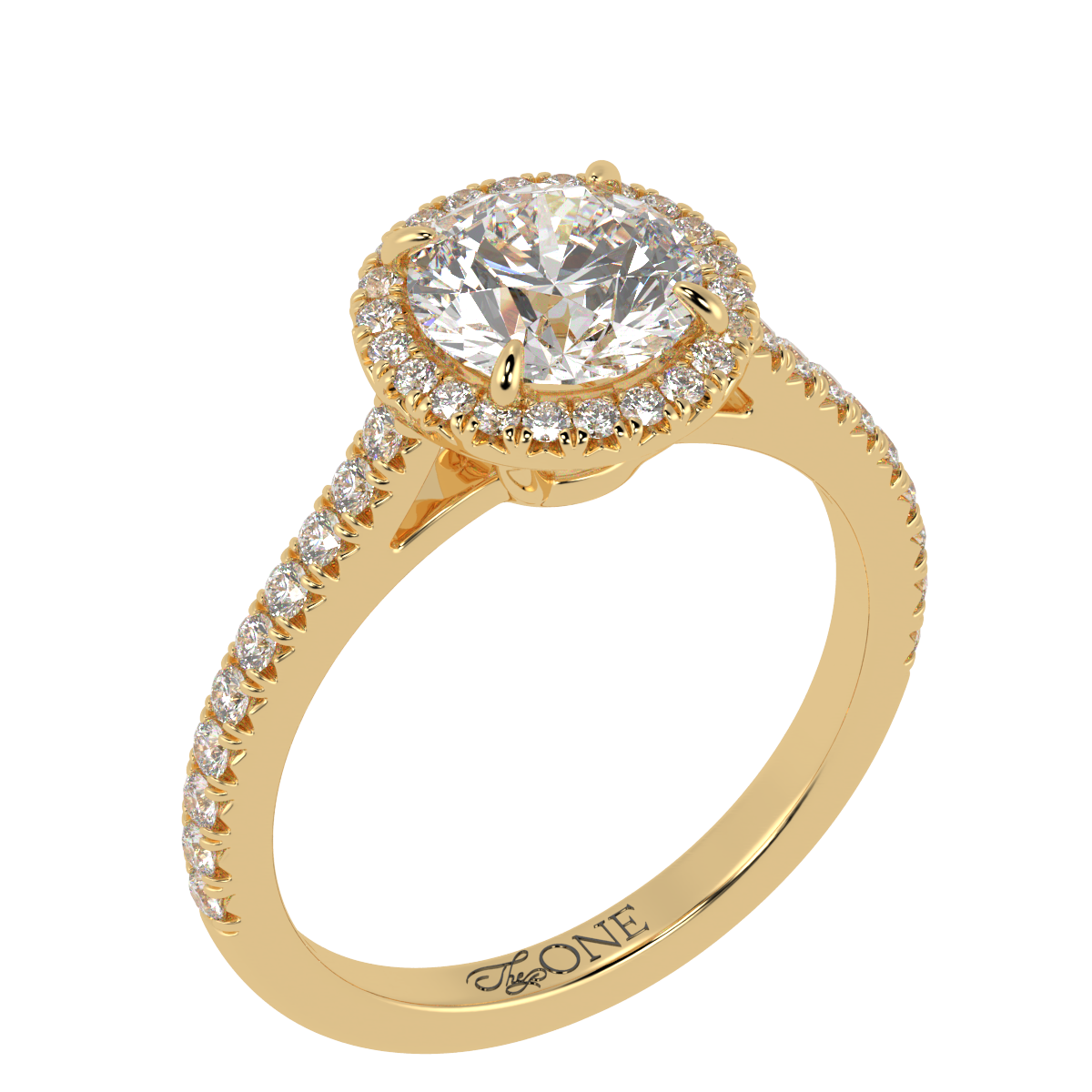 Round Halo Diamond Engagement Ring Yellow Gold