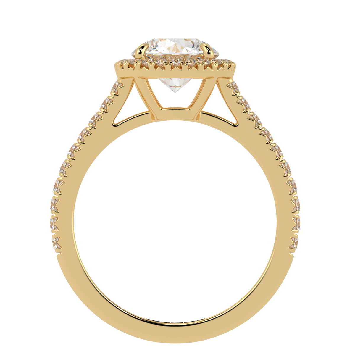 Round Halo Diamond Engagement Ring Yellow Gold