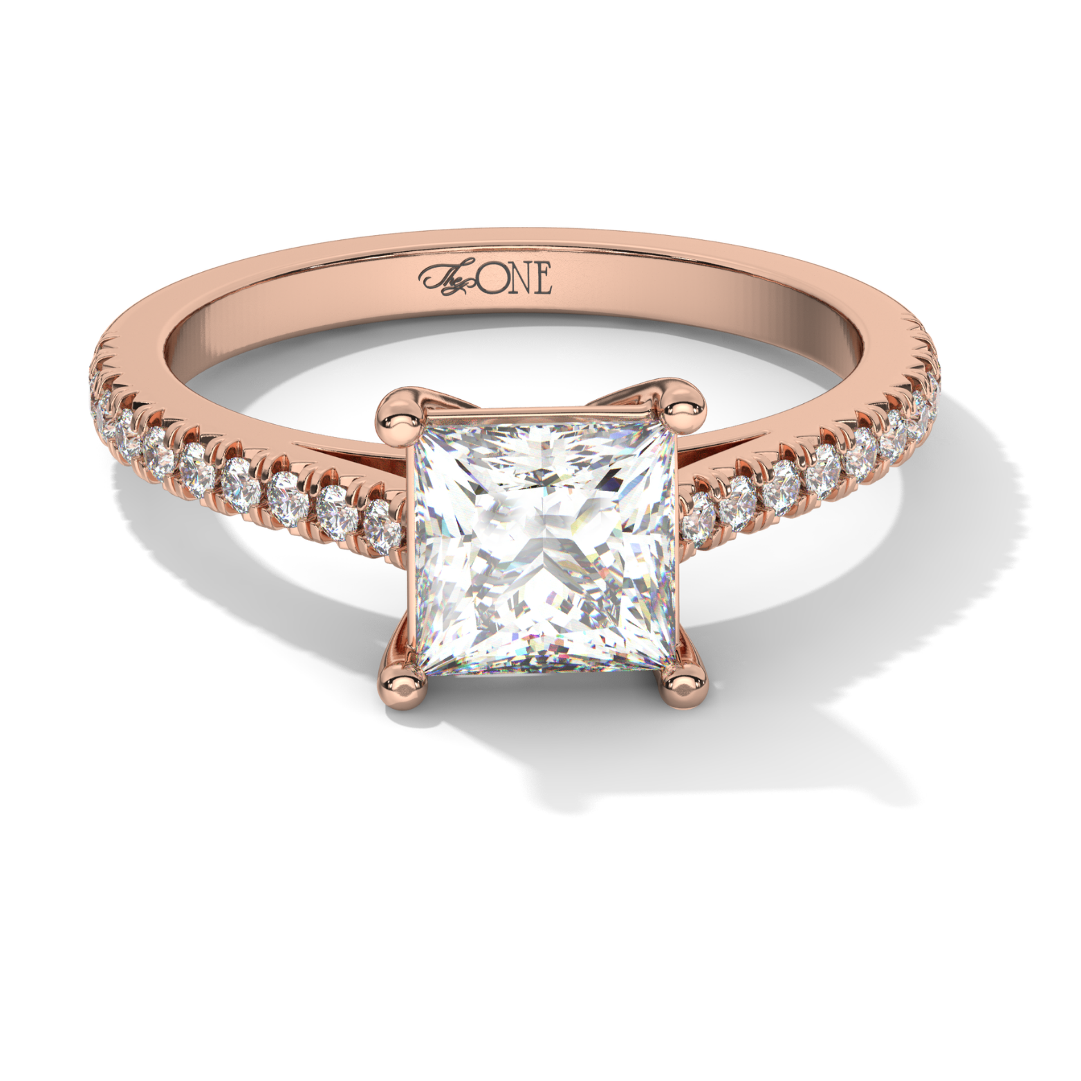 Round Pavé Engagement Ring Rose Gold
