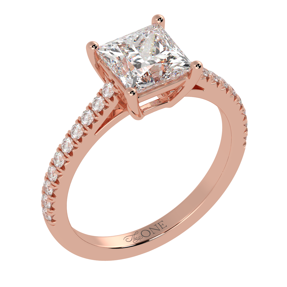 Round Pavé Engagement Ring Rose Gold