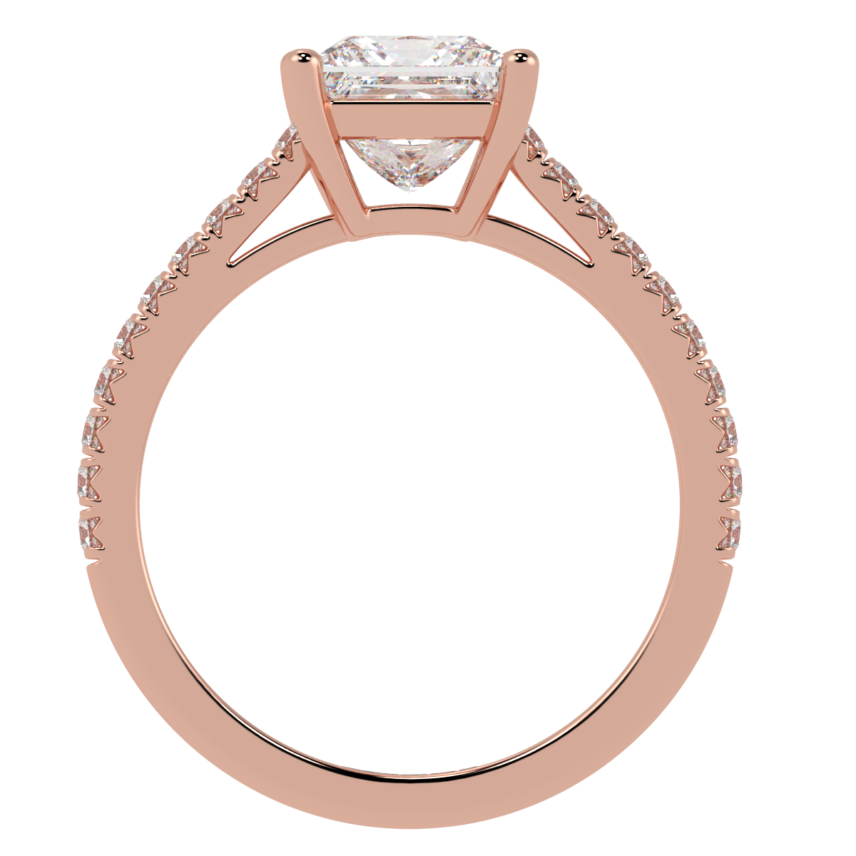 Round Pavé Engagement Ring Rose Gold