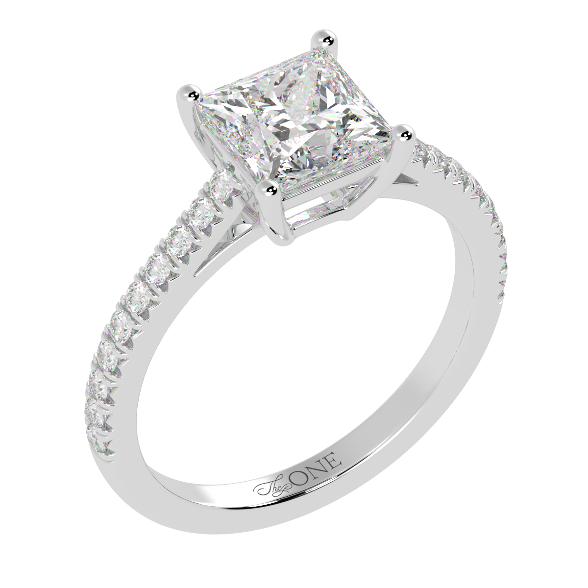 Round Pavé Engagement Ring White Gold