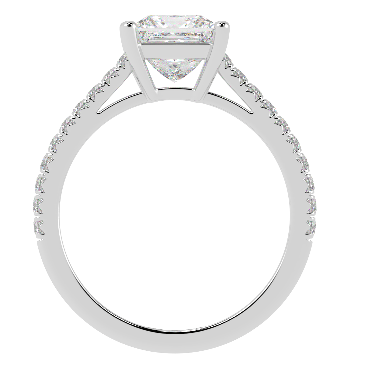 Round Pavé Engagement Ring White Gold