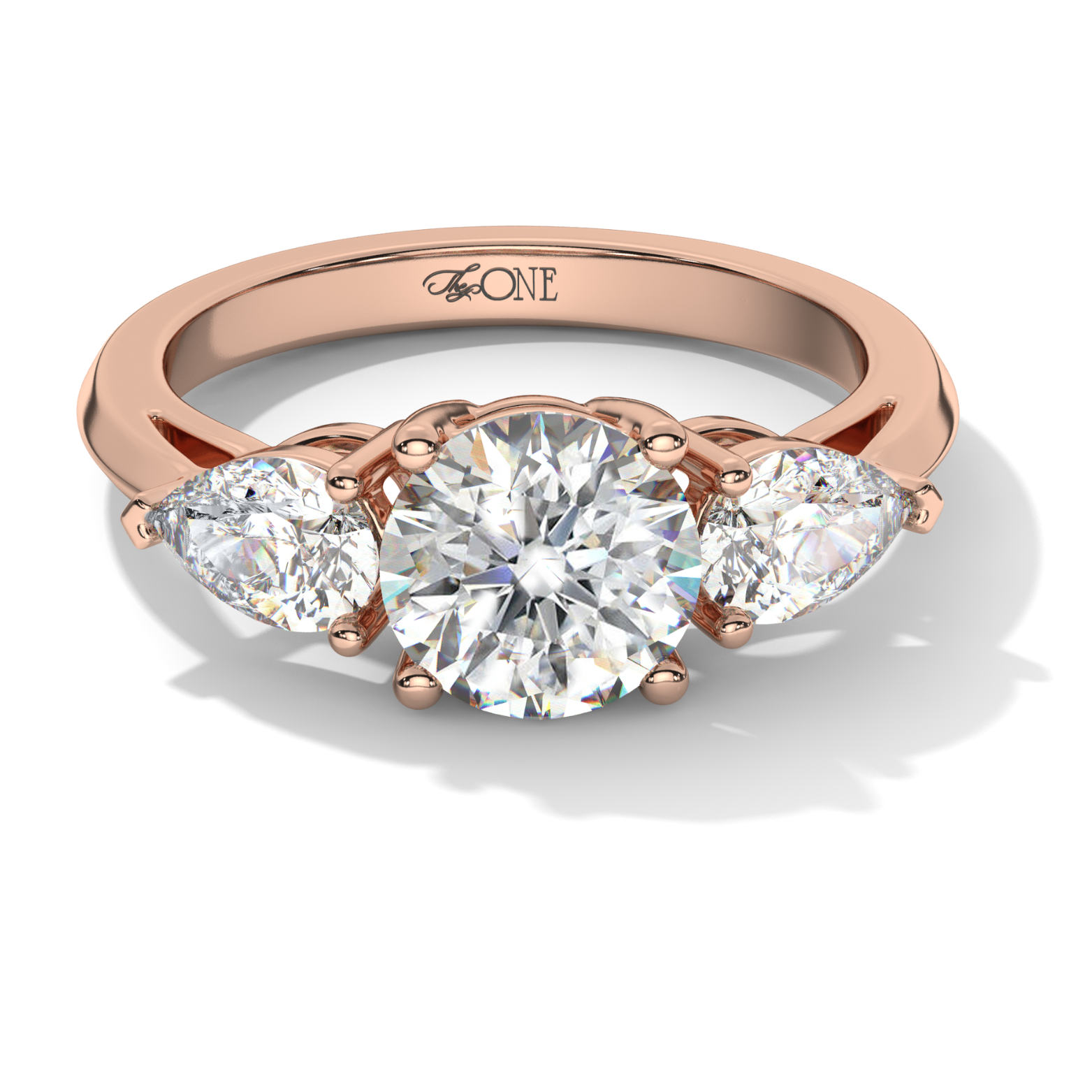 Round & Pear Trilogy Ring Rose Gold
