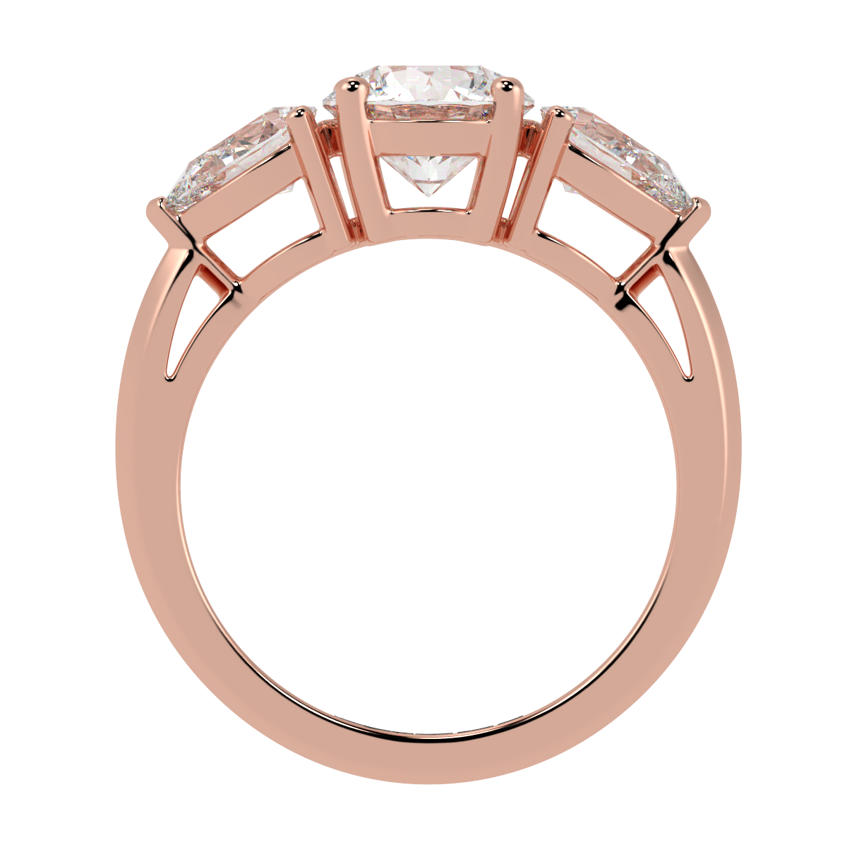 Round & Pear Trilogy Ring Rose Gold