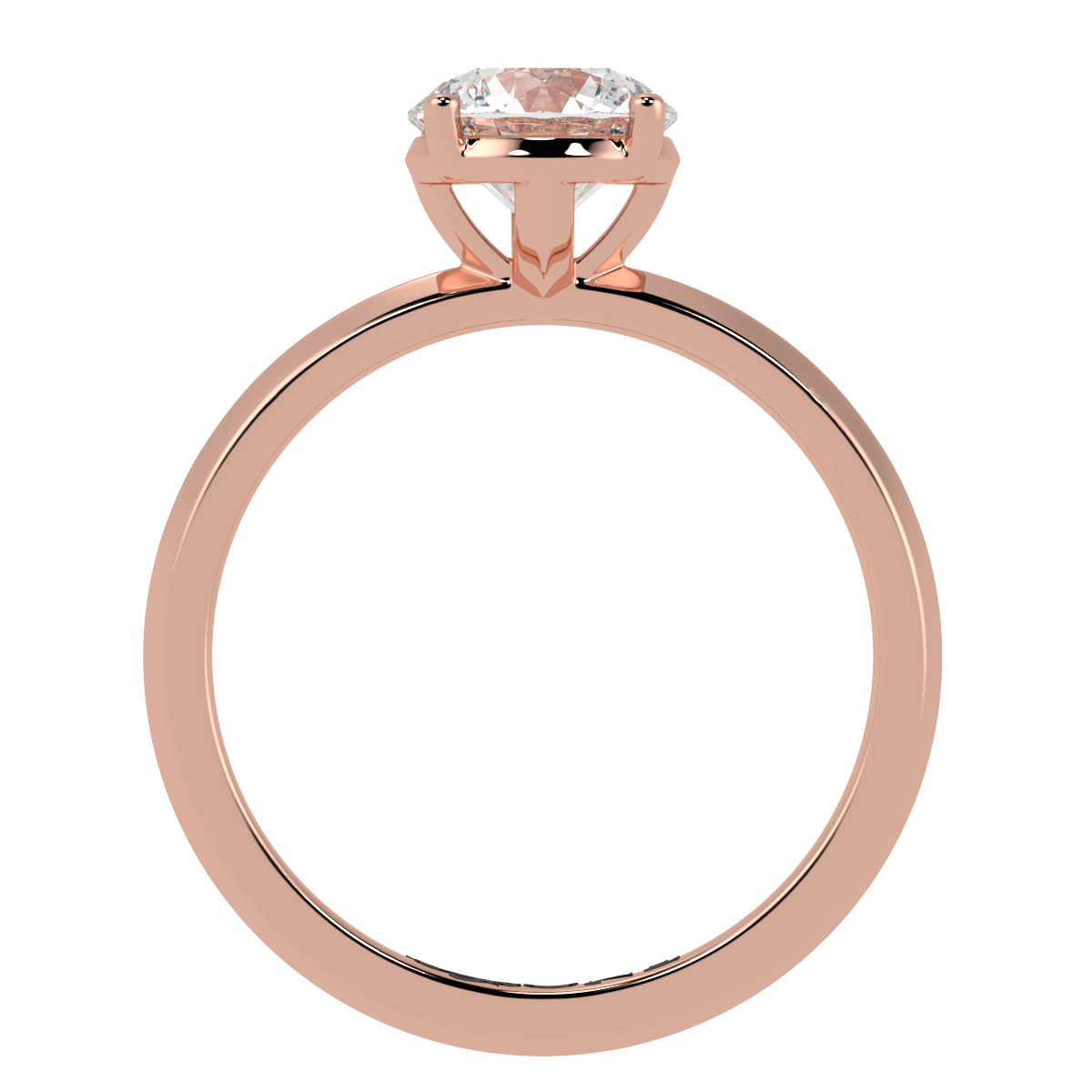 Round Solitaire 4-Claw Engagement Ring Rose Gold