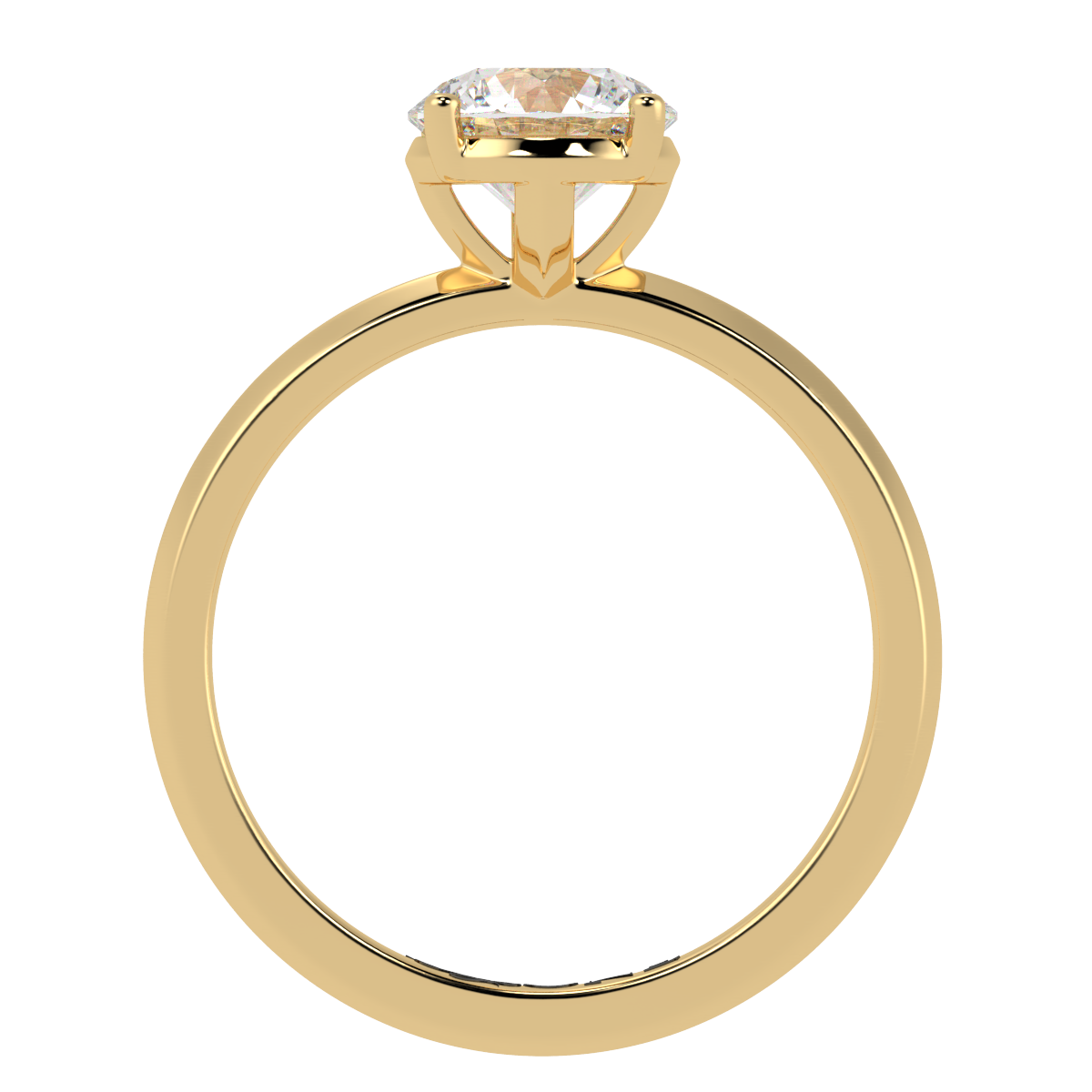 Round Solitaire 4-Claw Engagement Ring Yellow Gold