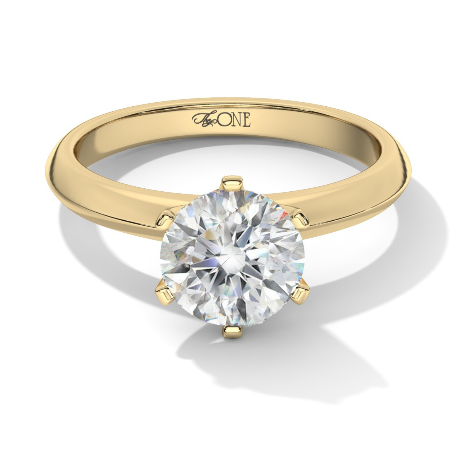 Round Petal Solitaire Engagement Ring Yellow Gold