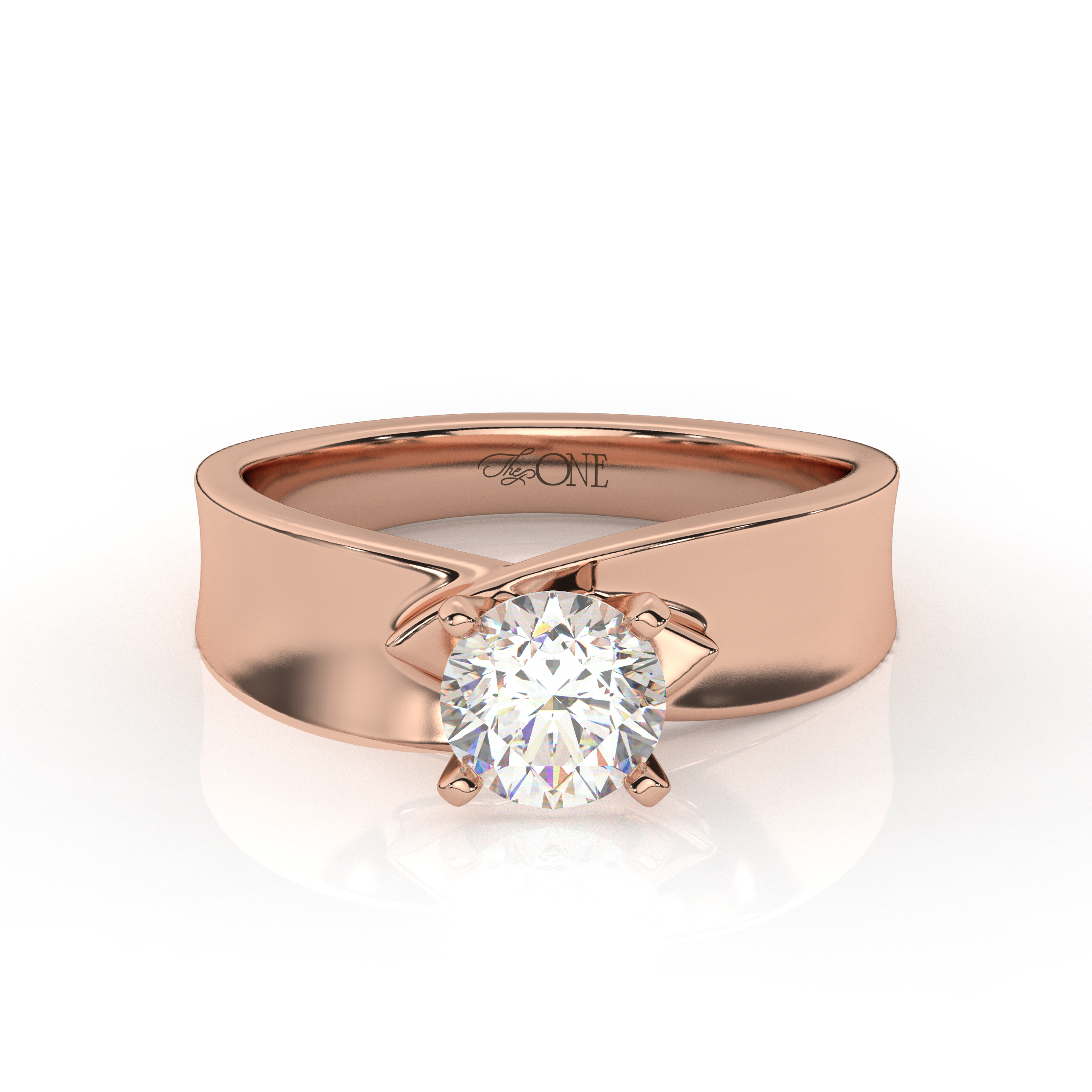 Round Solitaire set on a Twist Band Rose Gold