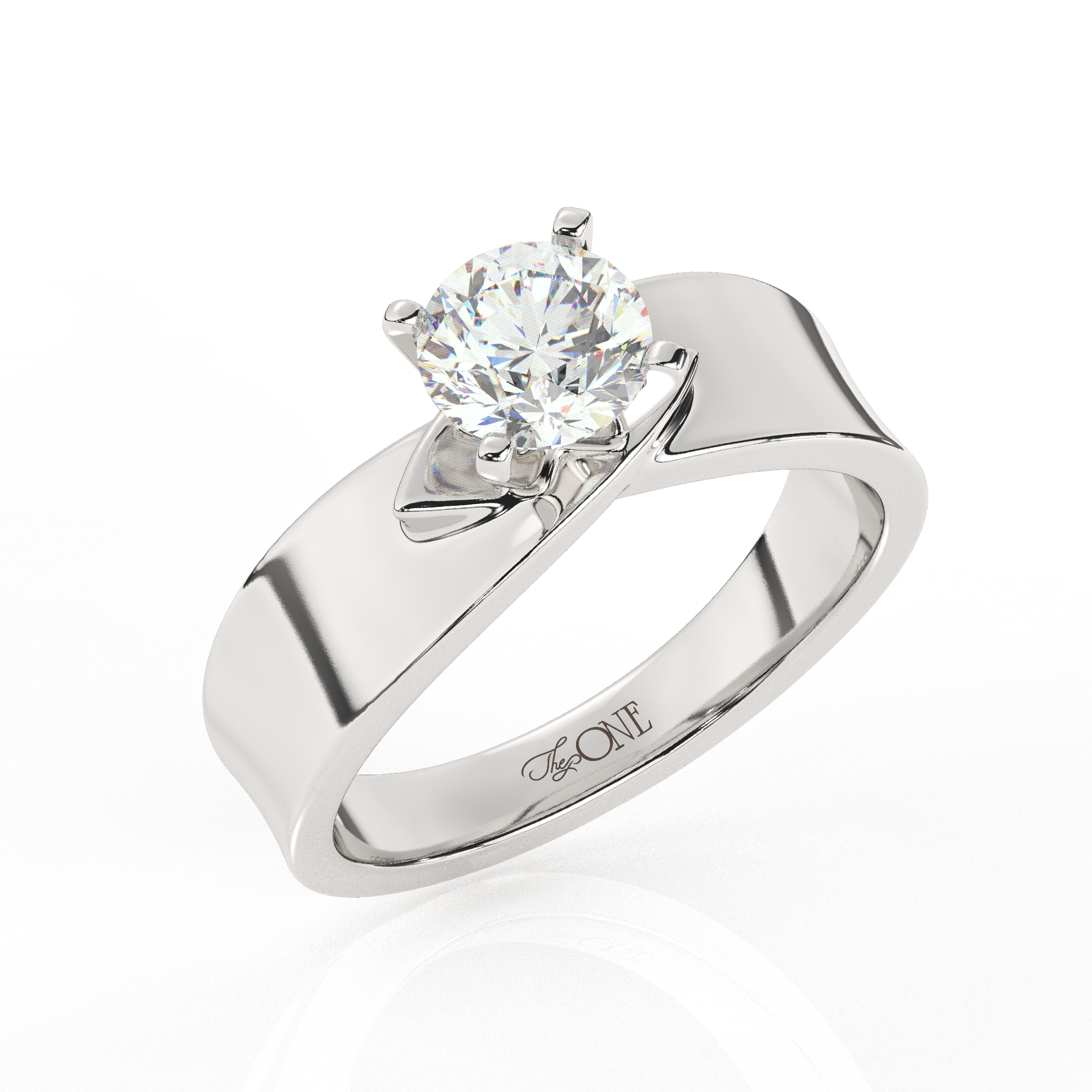 Round Solitaire set on a Twist Band Sterling Silver