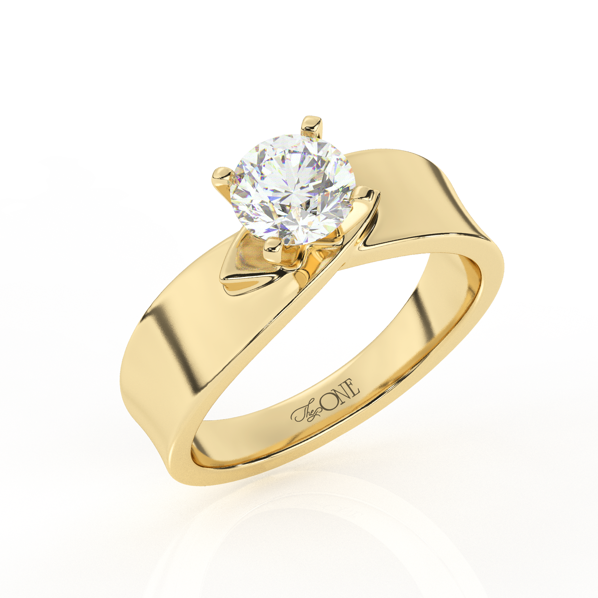 Round Solitaire set on a Twist Band Yellow Gold