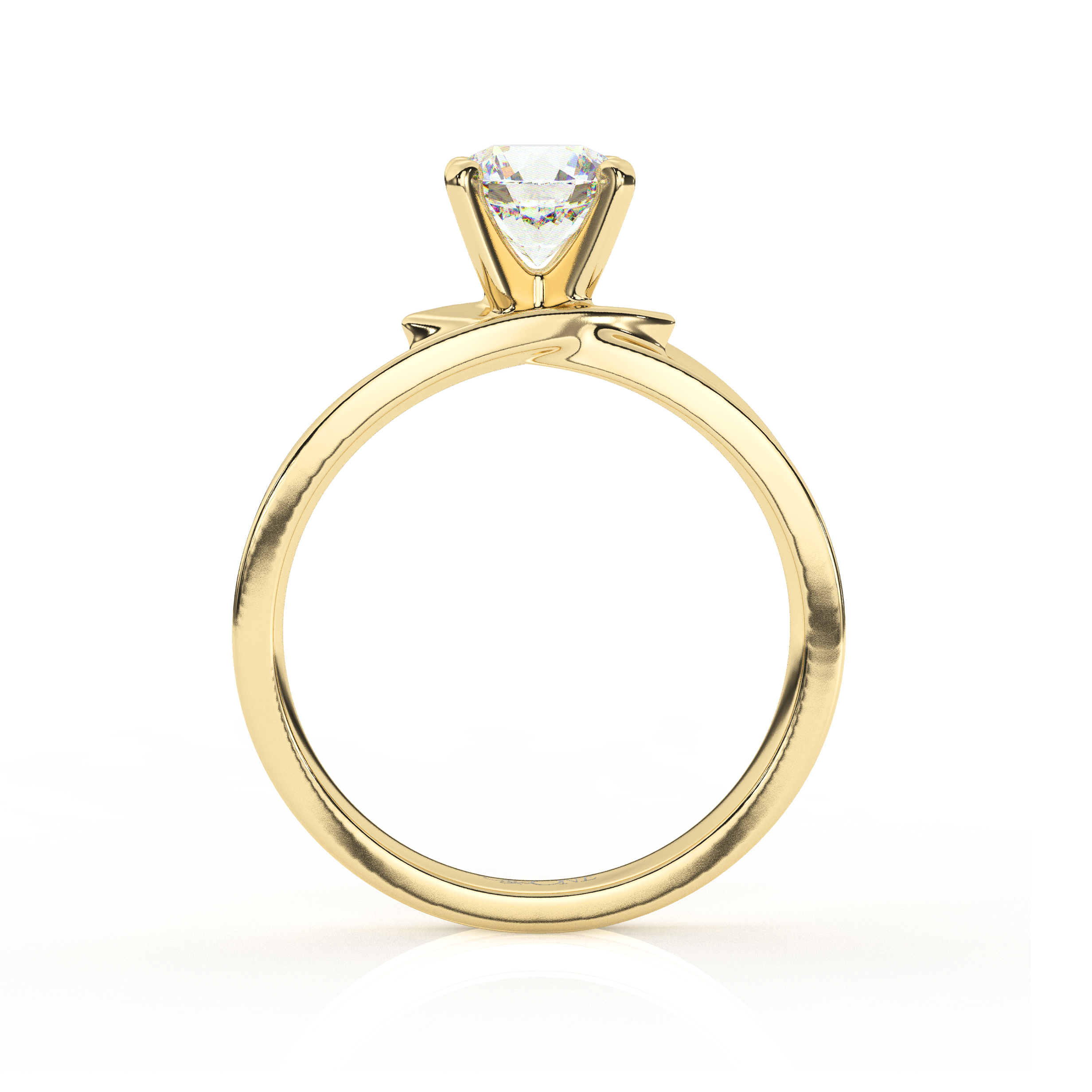 Round Solitaire set on a Twist Band Yellow Gold