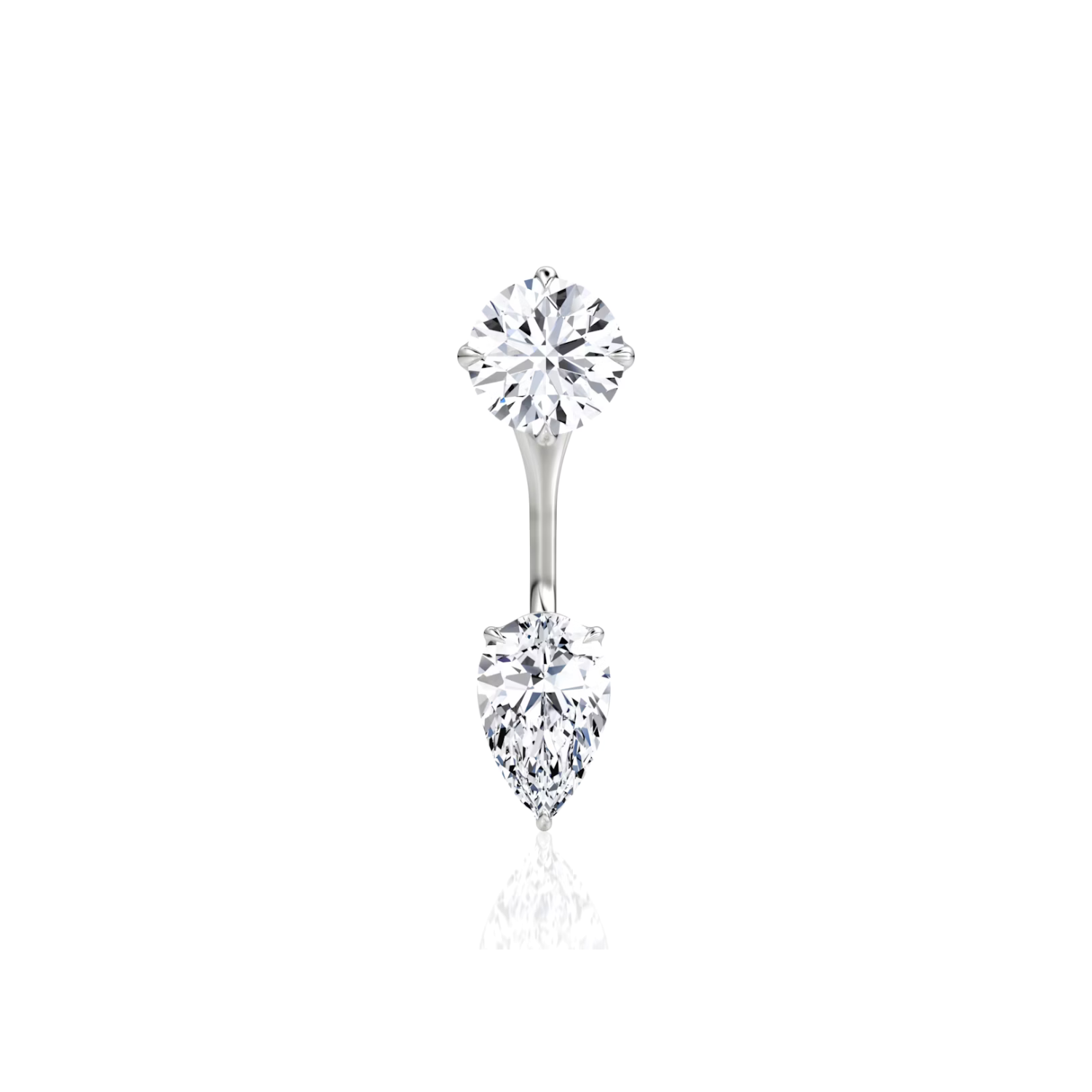 Round and Pear Cut Diamond Stud and Ear Jacket Earrings Sterling Silver