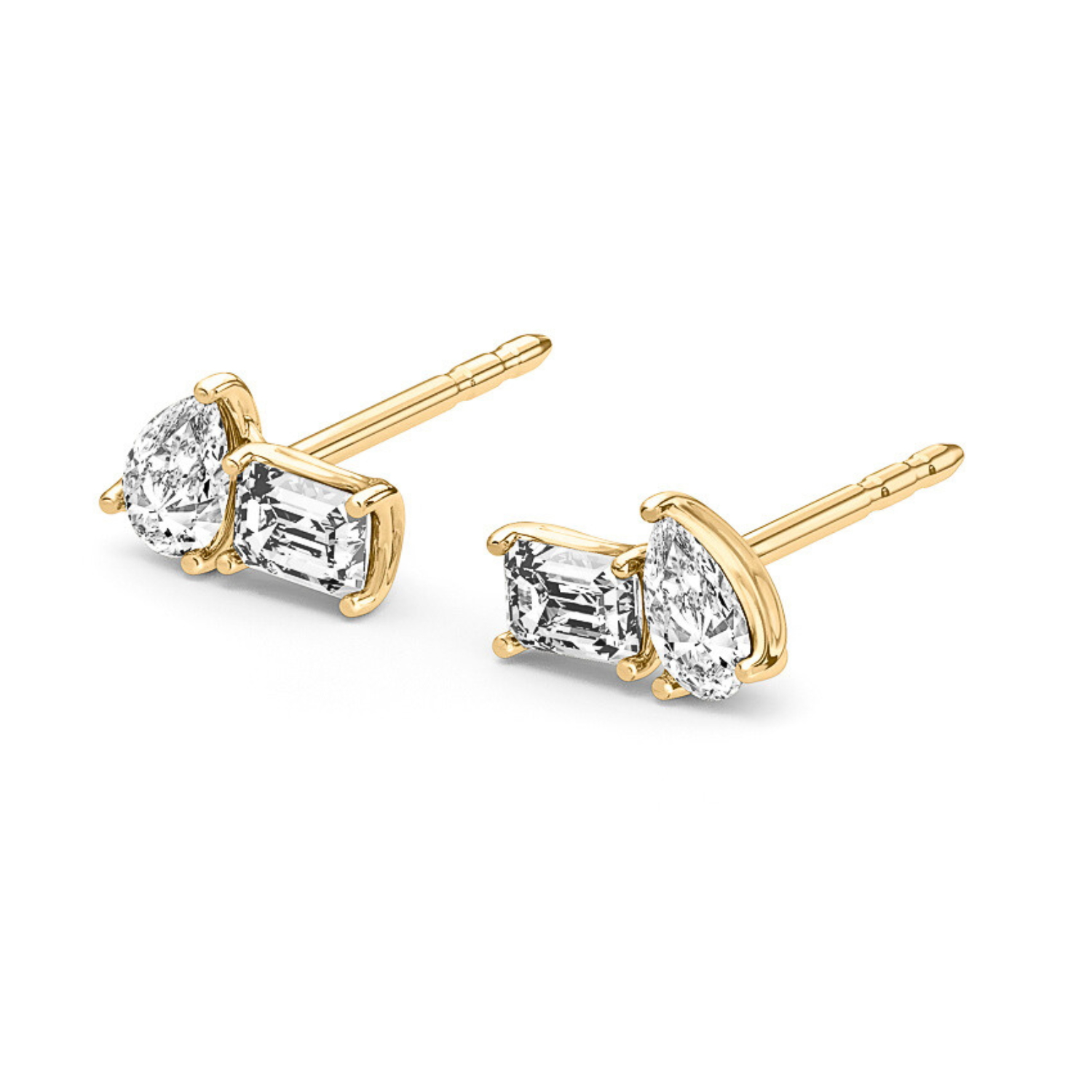 Toi et Moi Diamond Stud Earrings Yellow Gold
