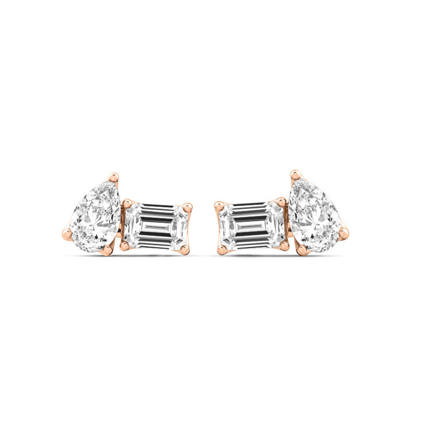 Toi et Moi Diamond Stud Earrings ose Gold