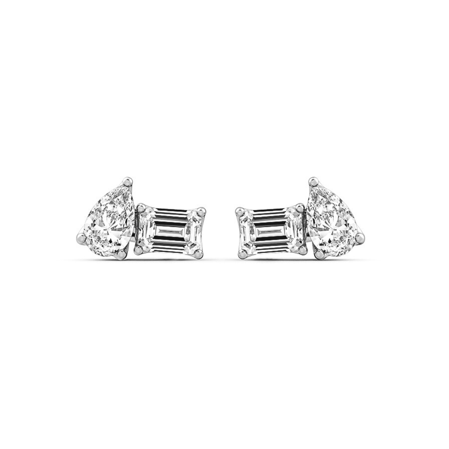 Toi et Moi Diamond Stud Earrings White Gold