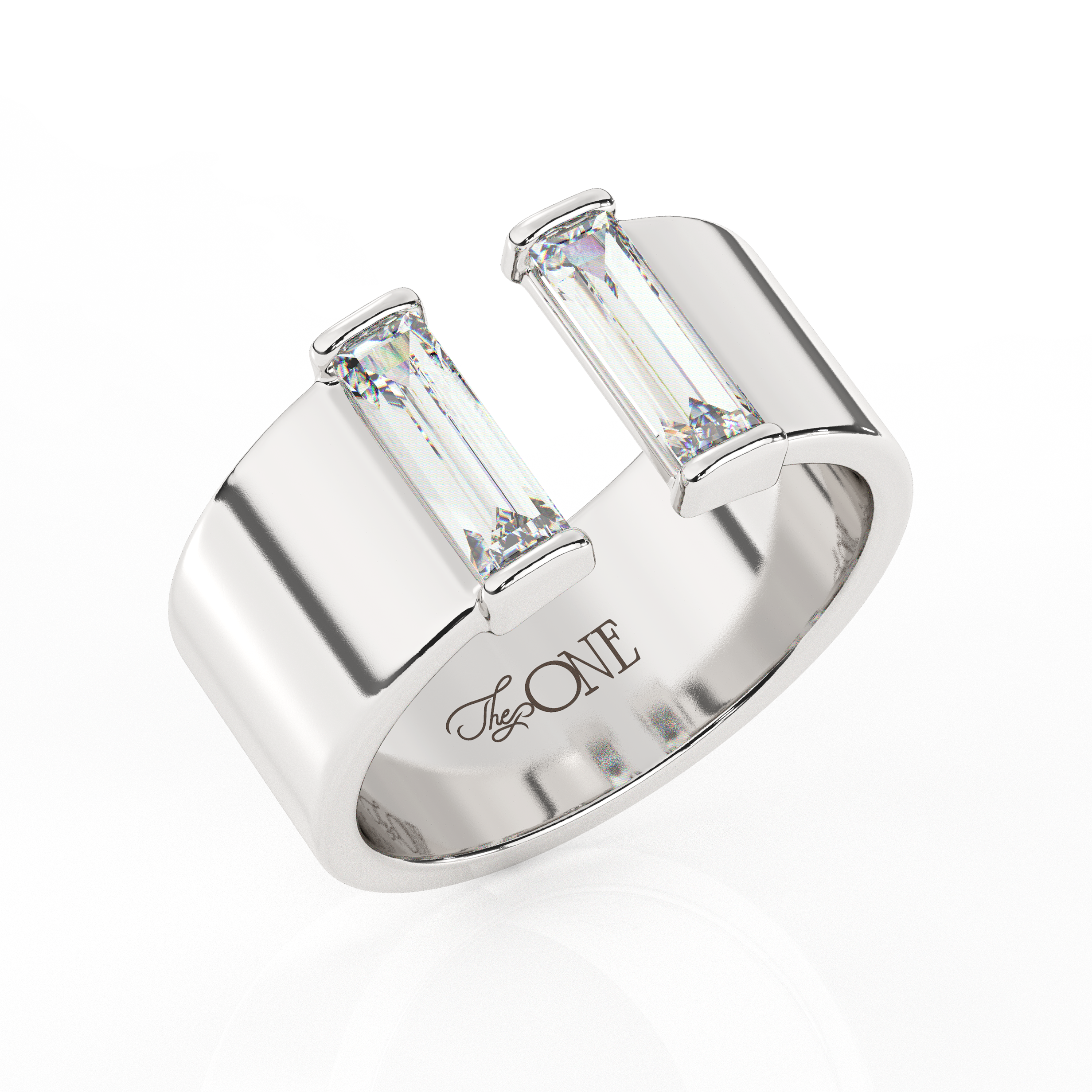 Twin Baguette Band Sterling Silver