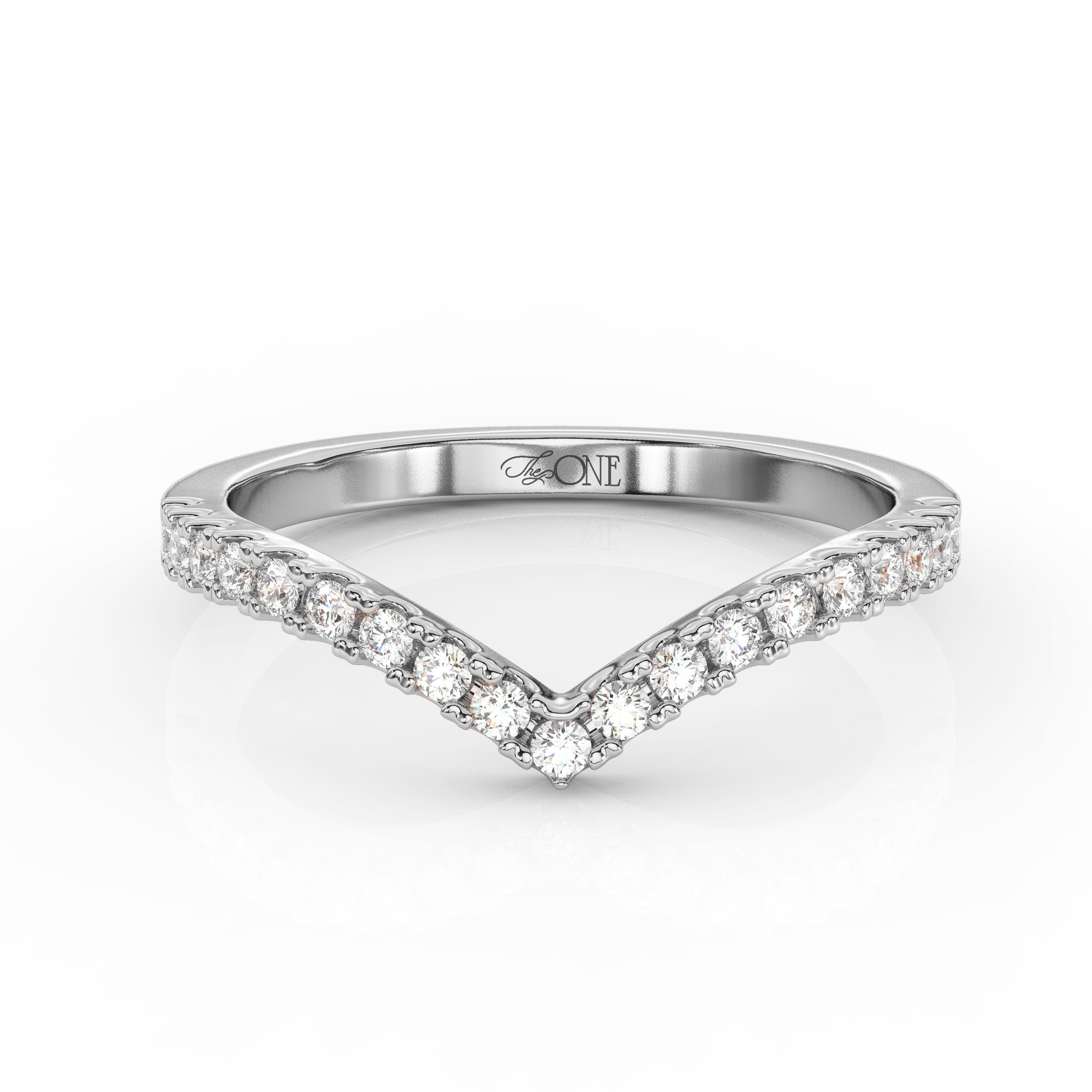 V-Style Diamond Band White Gold
