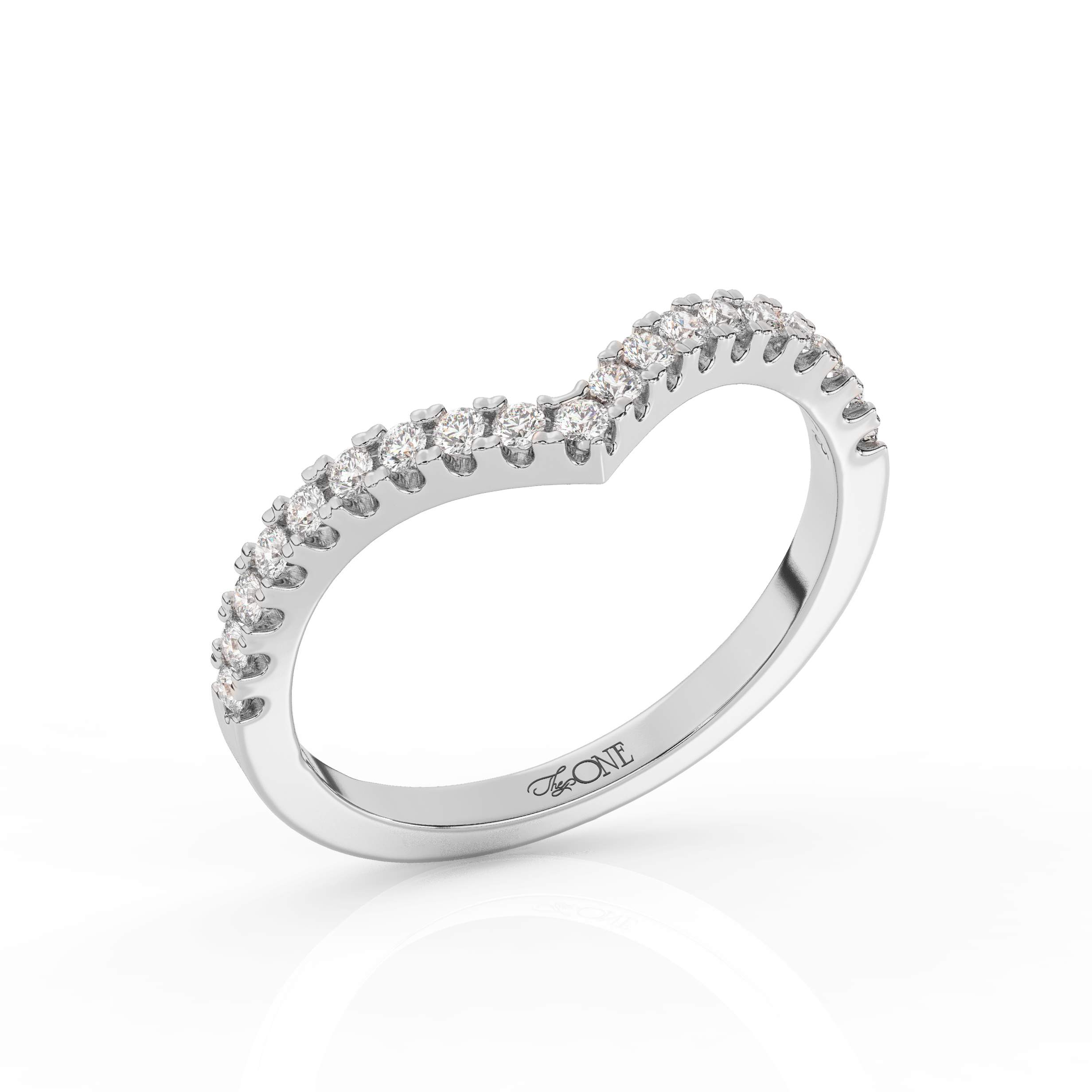 V-Style Diamond Band White Gold