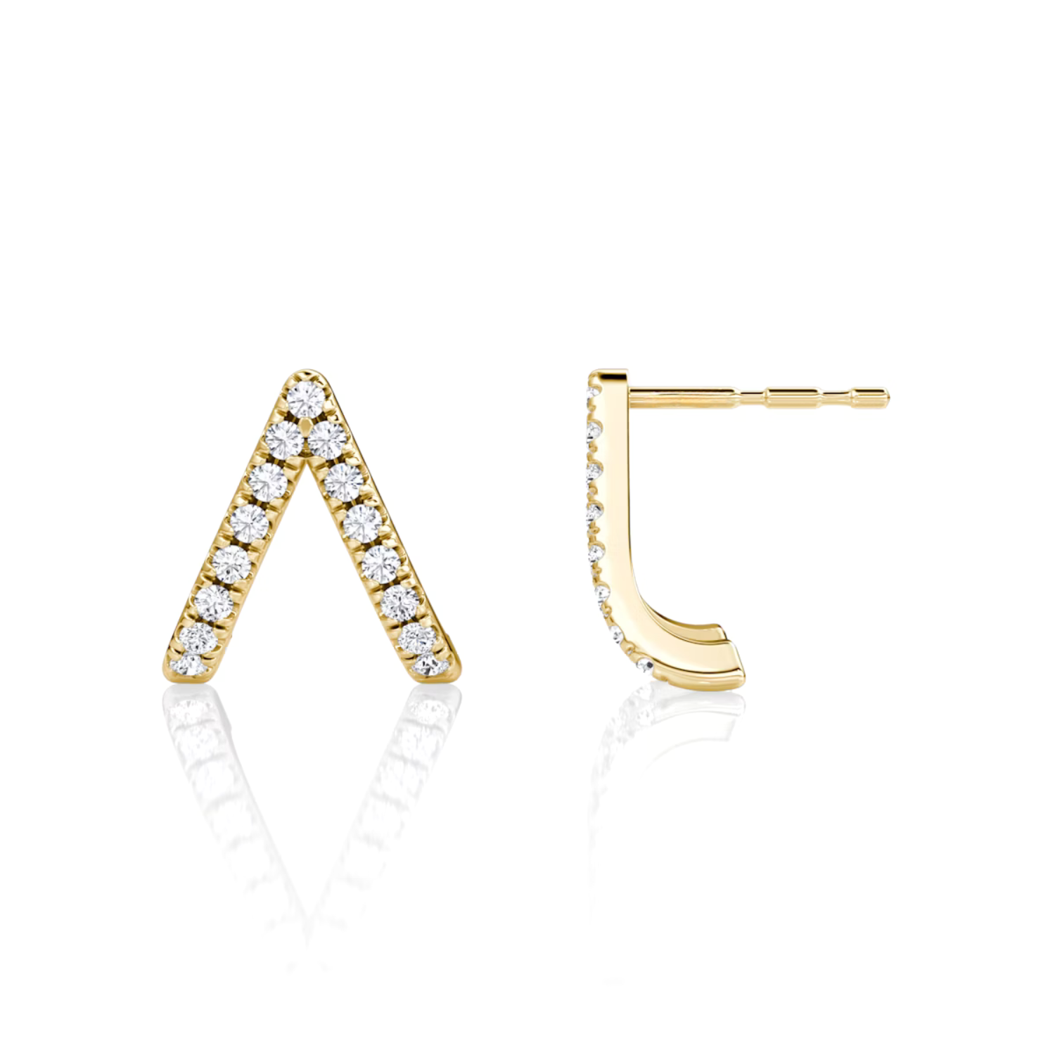 V-Style Pavé Earrings Yellow Gold