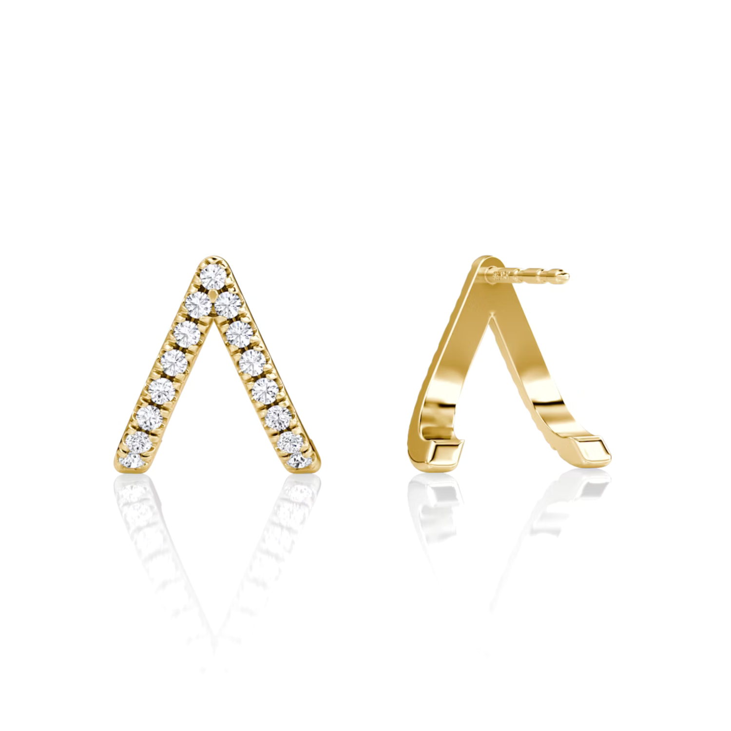 V-Style Pavé Earrings Yellow Gold