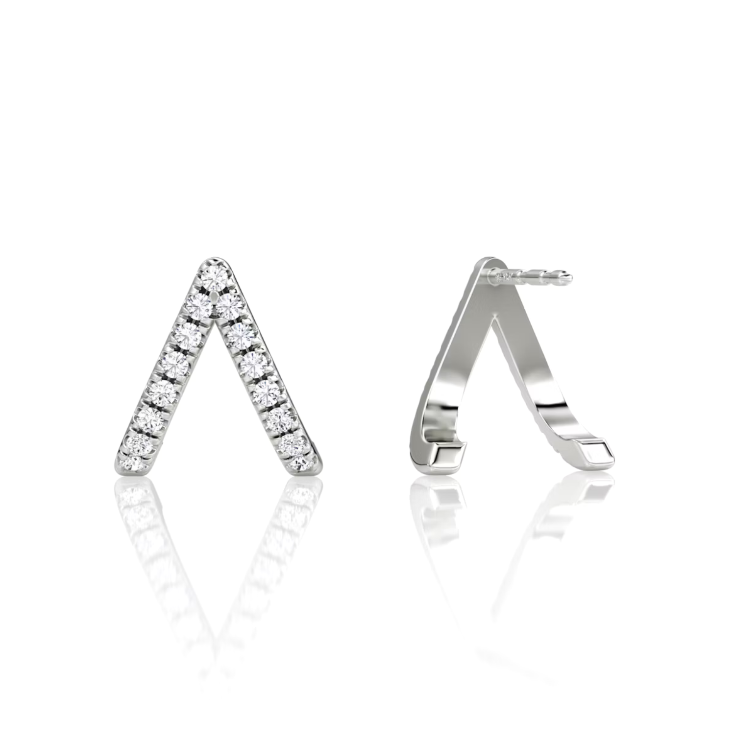 V-Style Pavé Earrings White Gold