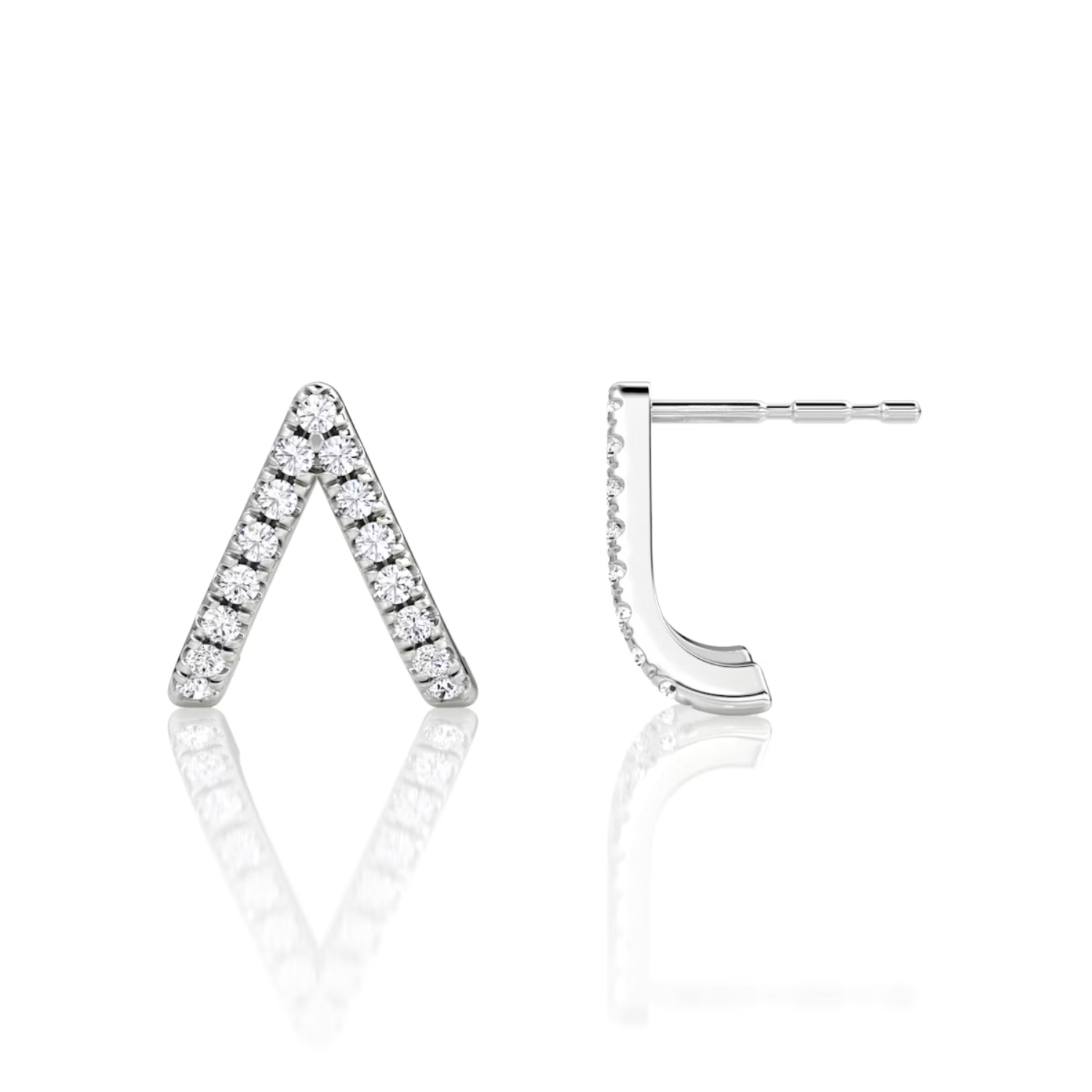 V-Style Pavé Earrings Sterling Silver