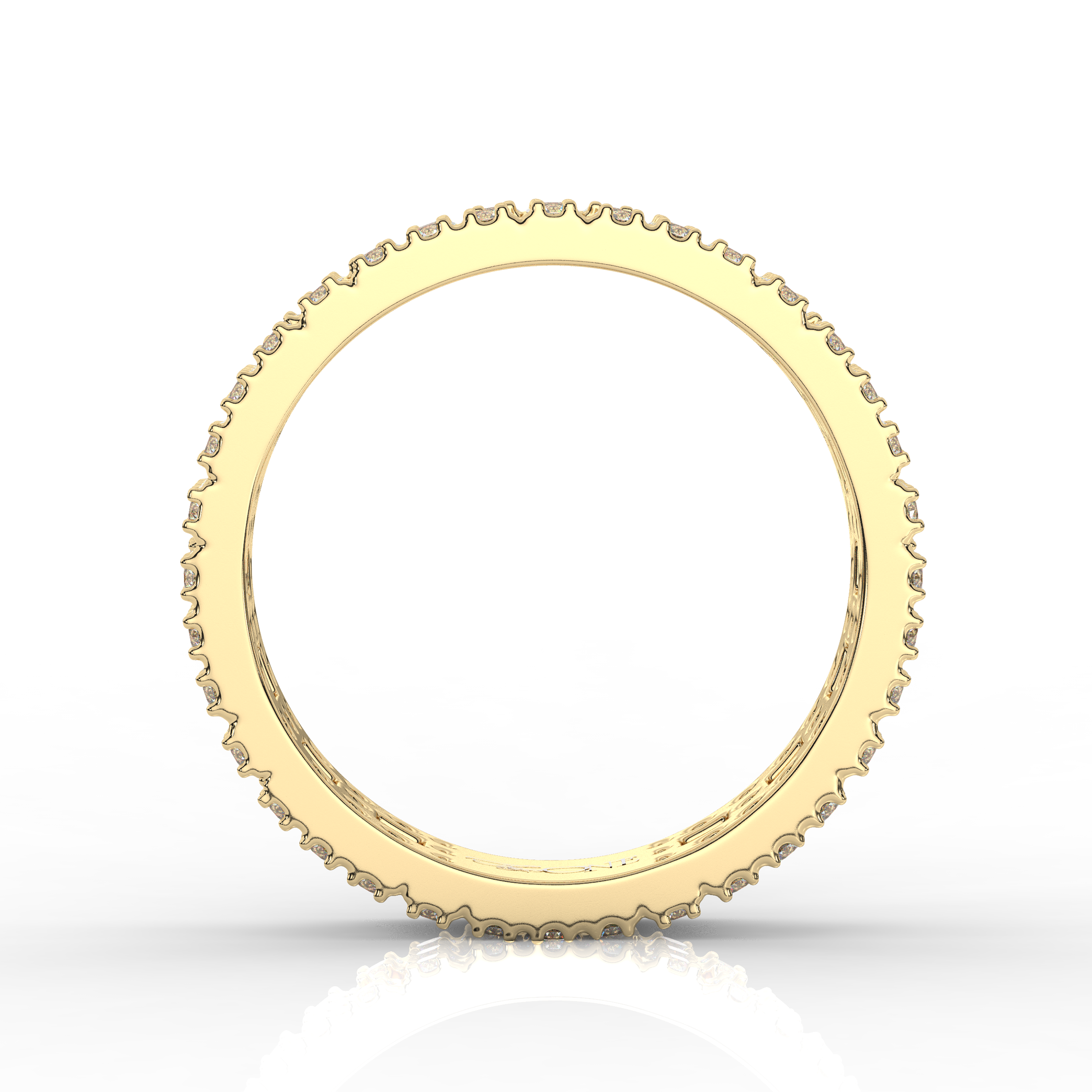 Wide T-Shaped Diamond Pavé Ring Yellow Gold