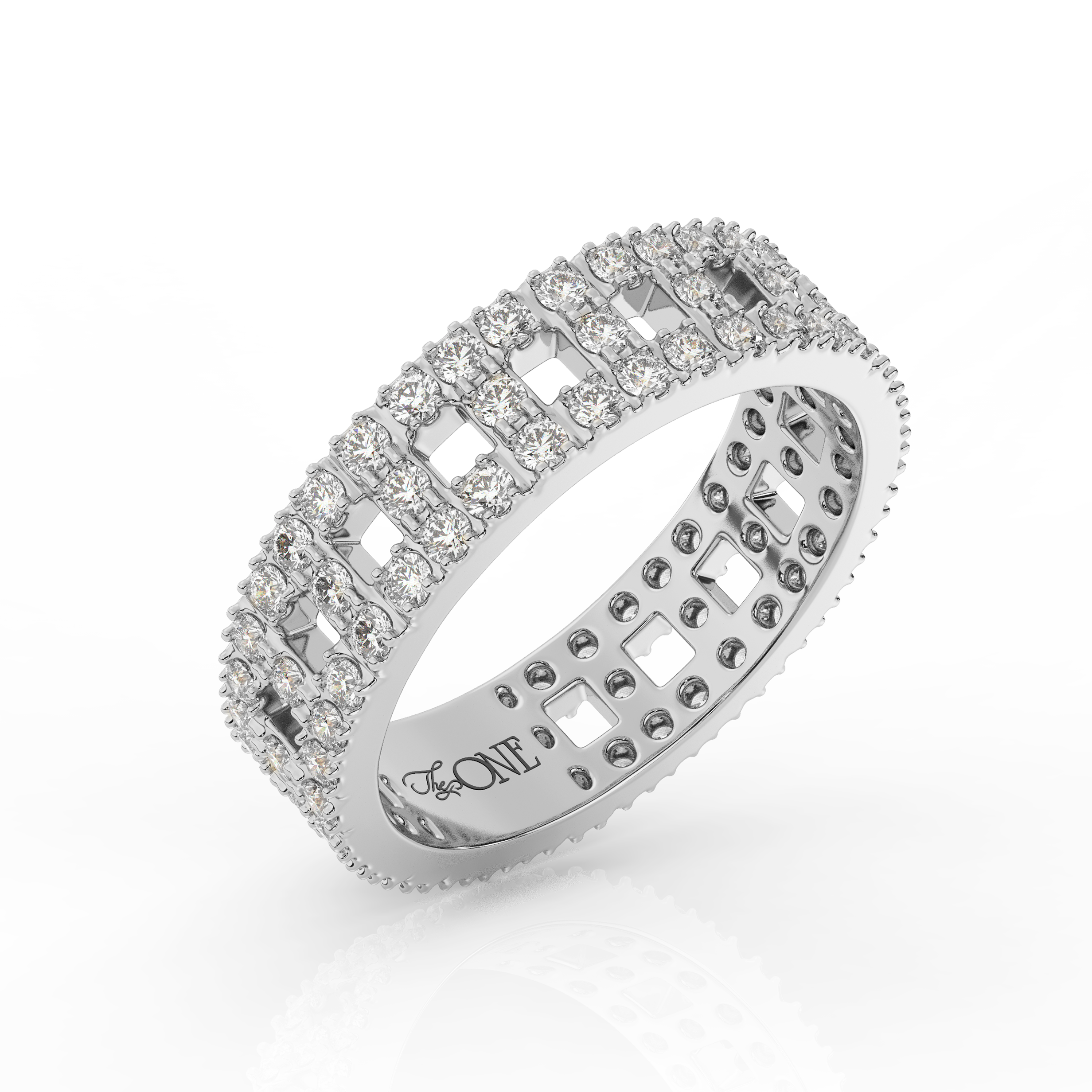 Wide T-Shaped Diamond Pavé Ring Sterling Silver