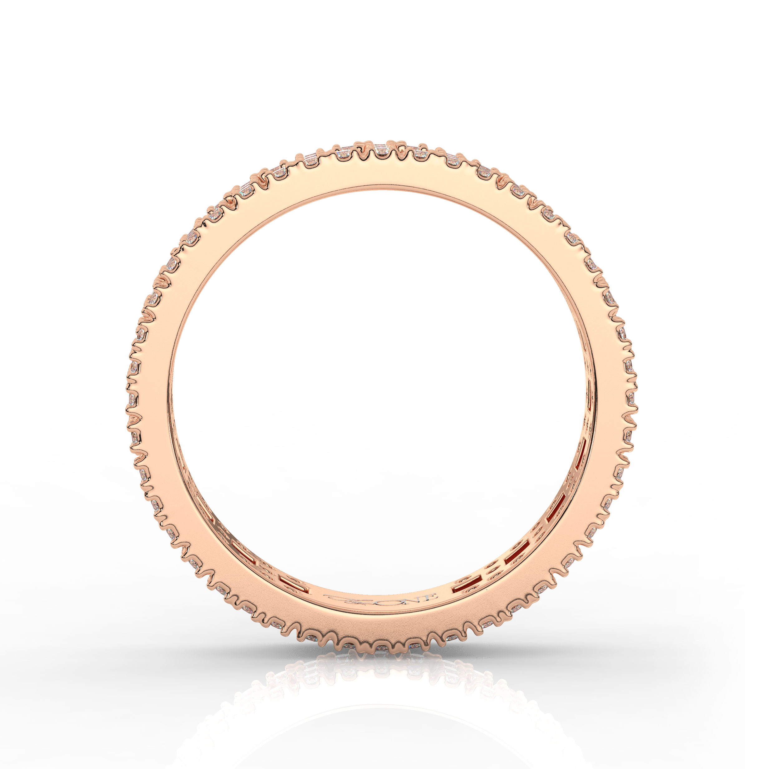 Wide T-Shaped Diamond Pavé Ring Rose Gold