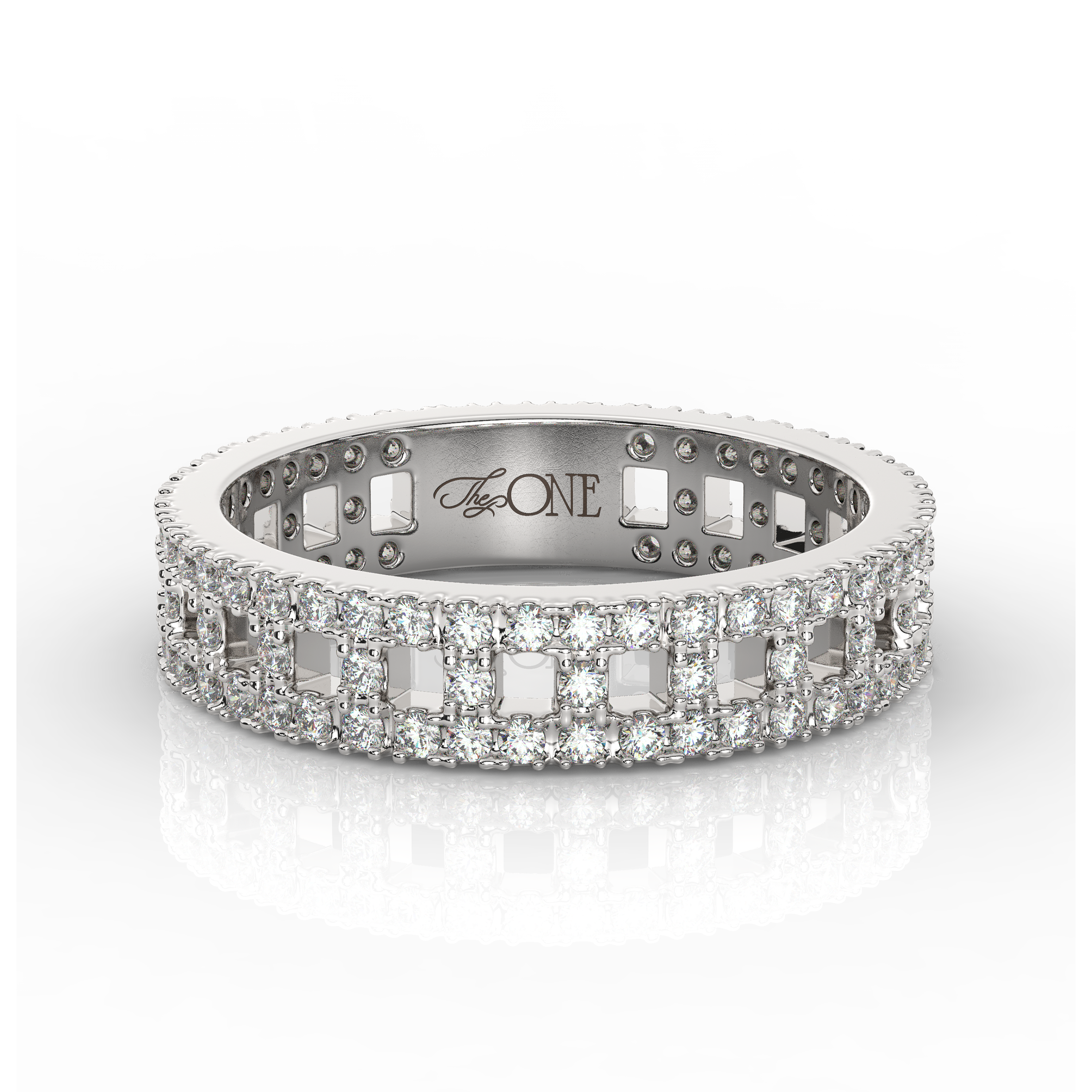 Wide T-Shaped Diamond Pavé Ring White Gold