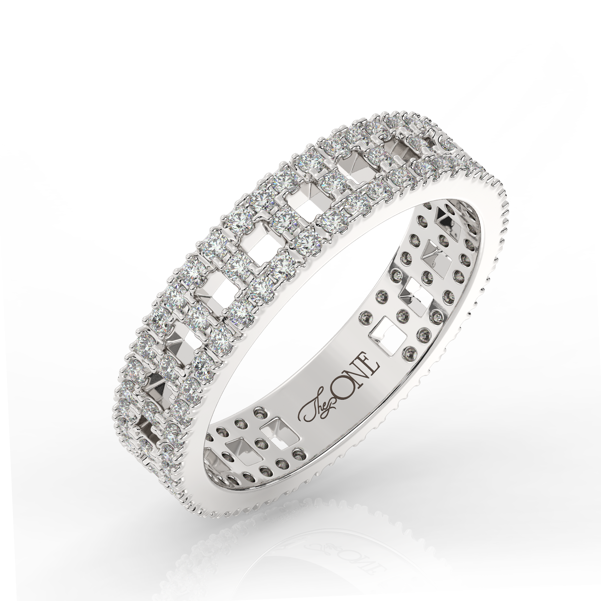 Wide T-Shaped Diamond Pavé Ring Sterling Silver