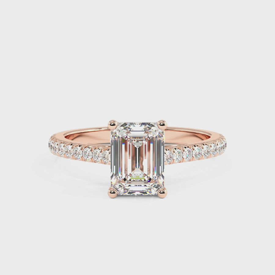 The One Classic Emerald Diamond Pave Engagement Ring Rose Gold video