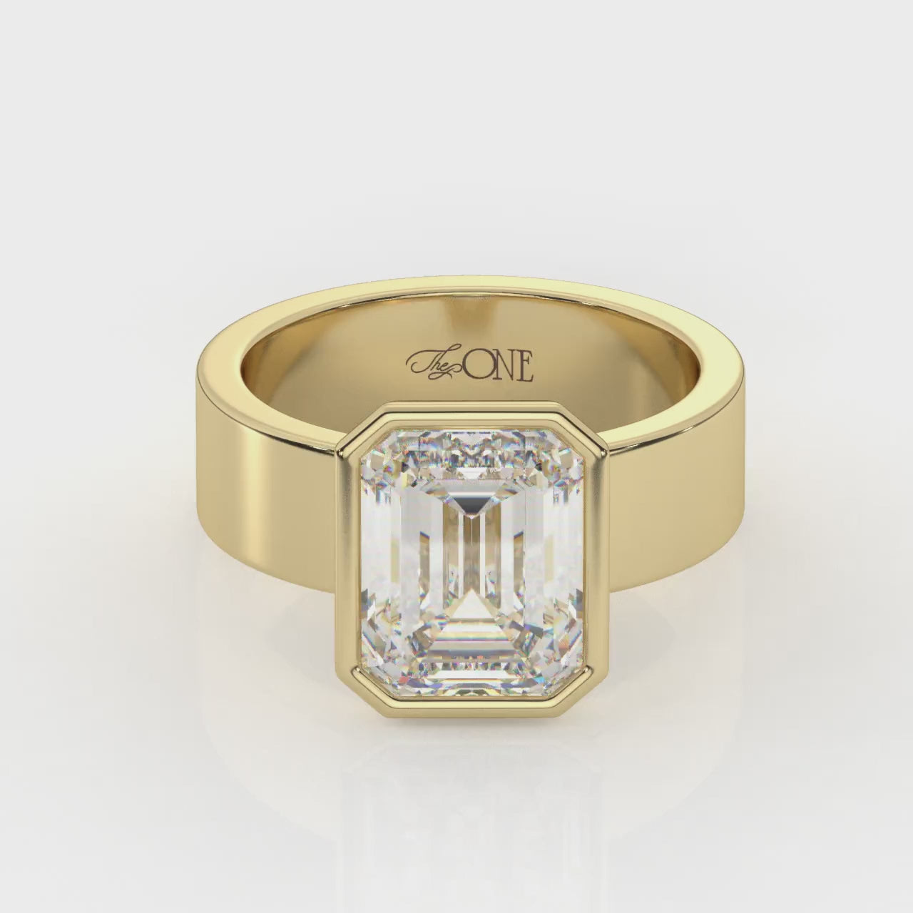 The One Illimite Emerald Bezel Diamond Engagement Ring Yellow Gold Side
