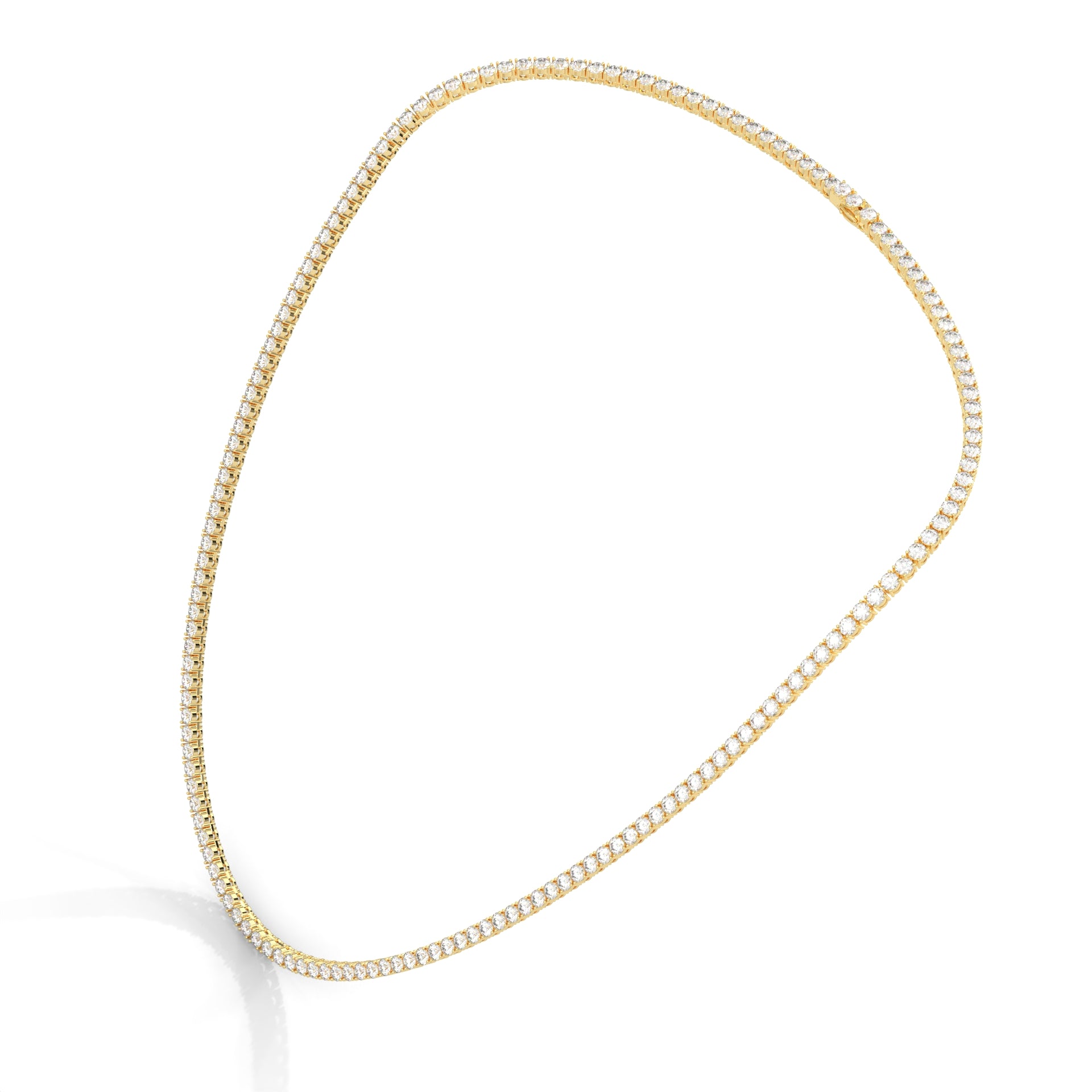 Classic Straight Lab-Grown Diamond Tennis Necklace Yellow Gold