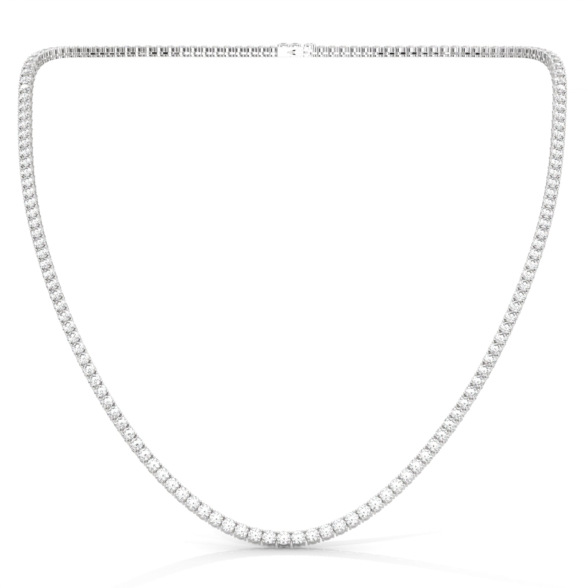 Classic Straight Lab-Grown Diamond Tennis Necklace White Gold