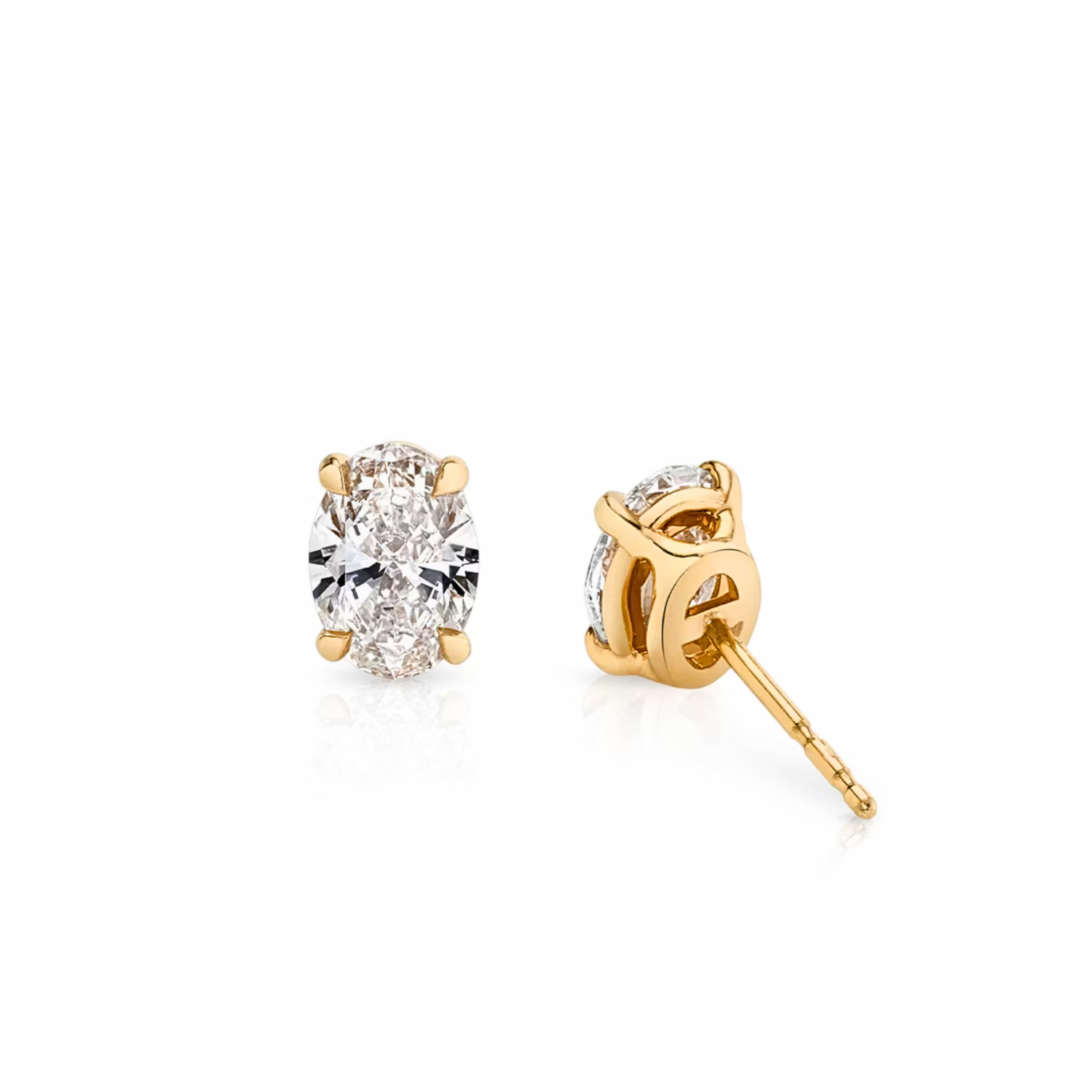 Oval Diamond Stud Earrings