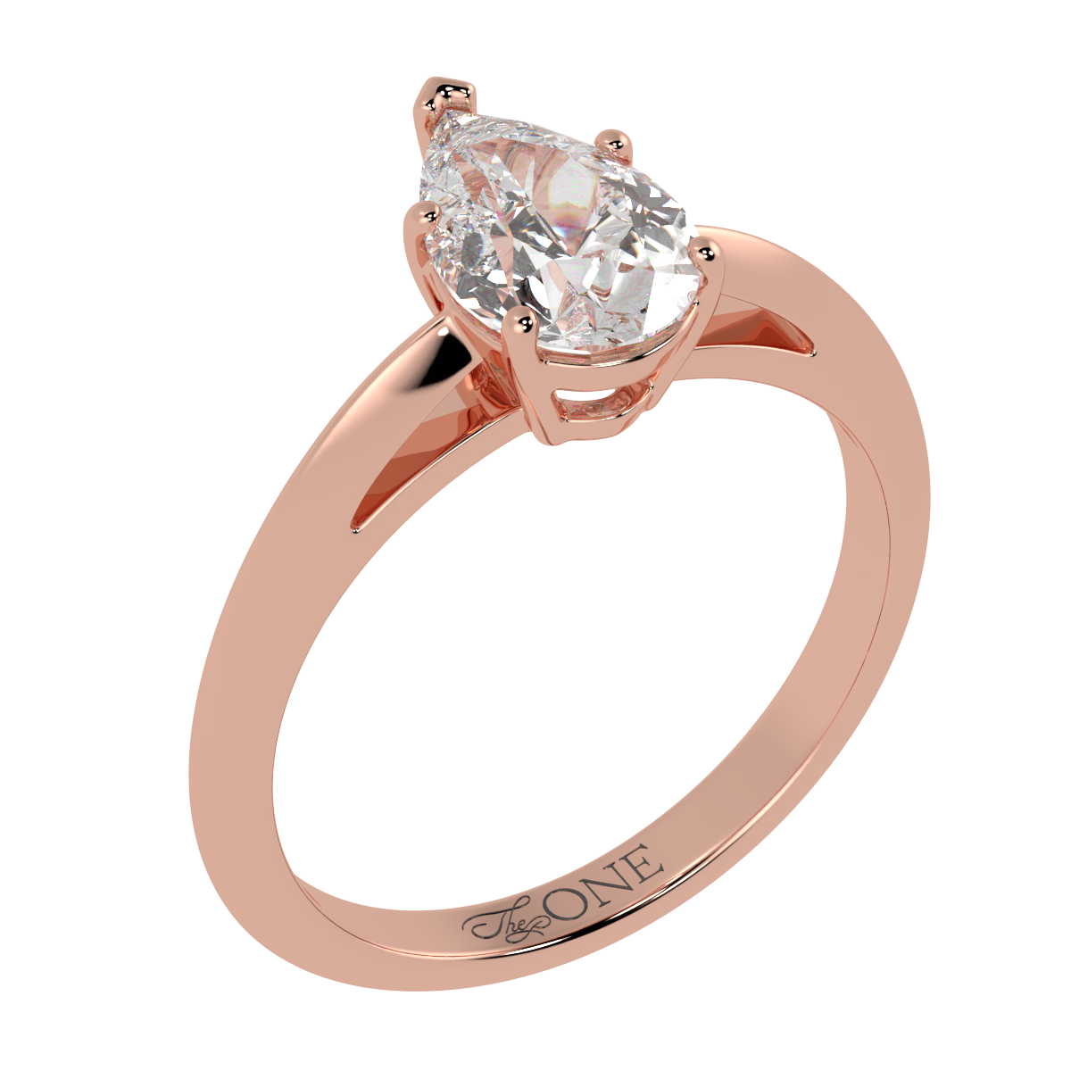 5-Claw Pear Solitaire Engagement Ring Rose Gold