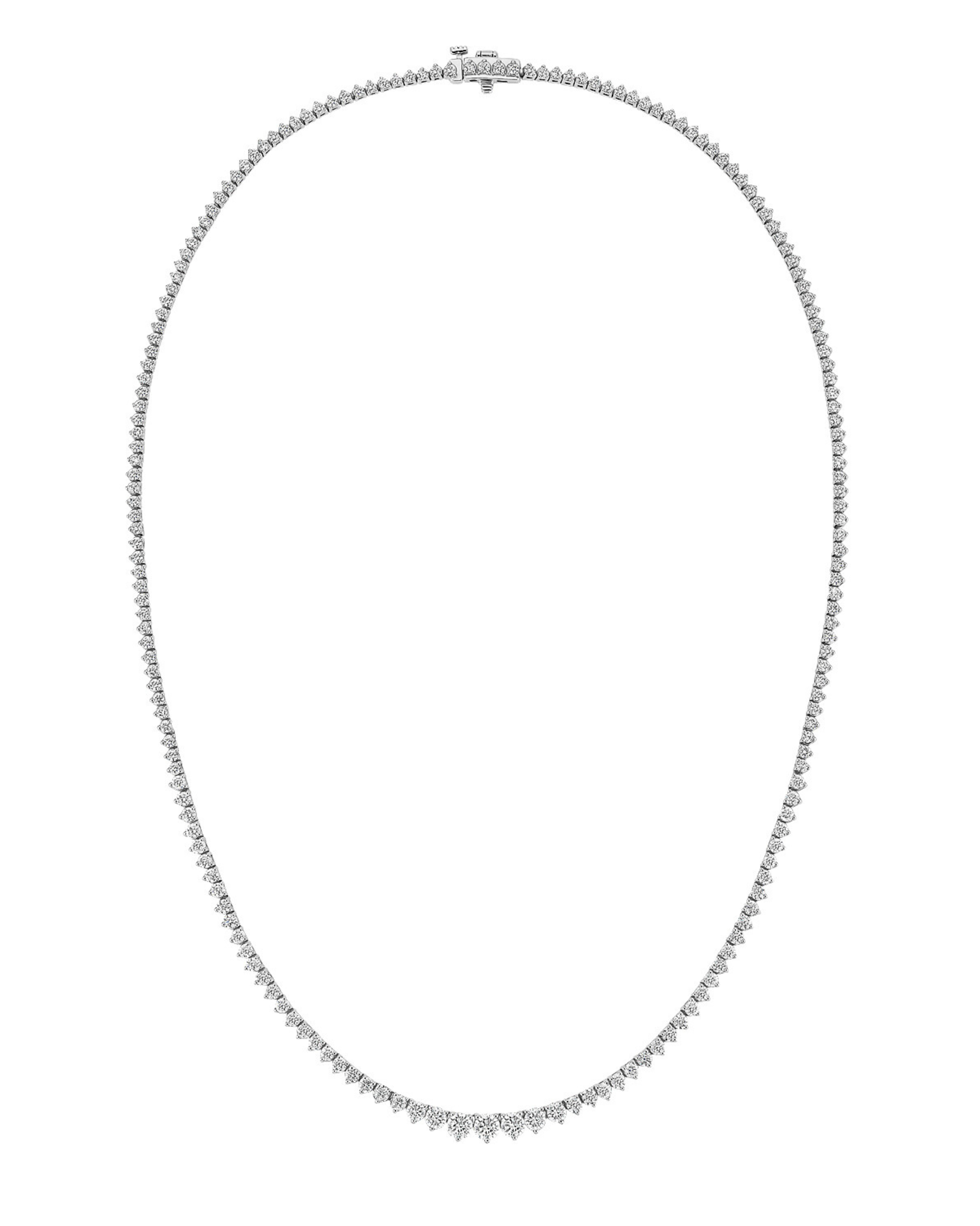 Graduated Round Lab-Grown Diamond Tennis Necklace White Gold