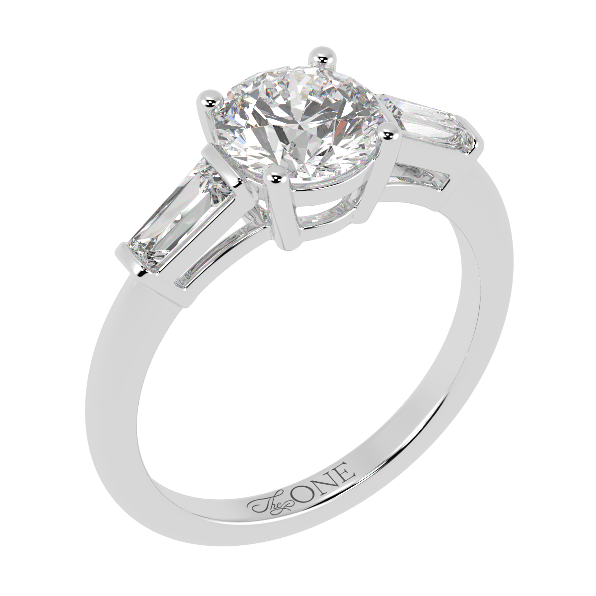 Classic Round & Baguette Trilogy White Gold