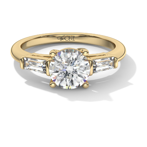 Classic Round & Baguette Trilogy Yellow Gold