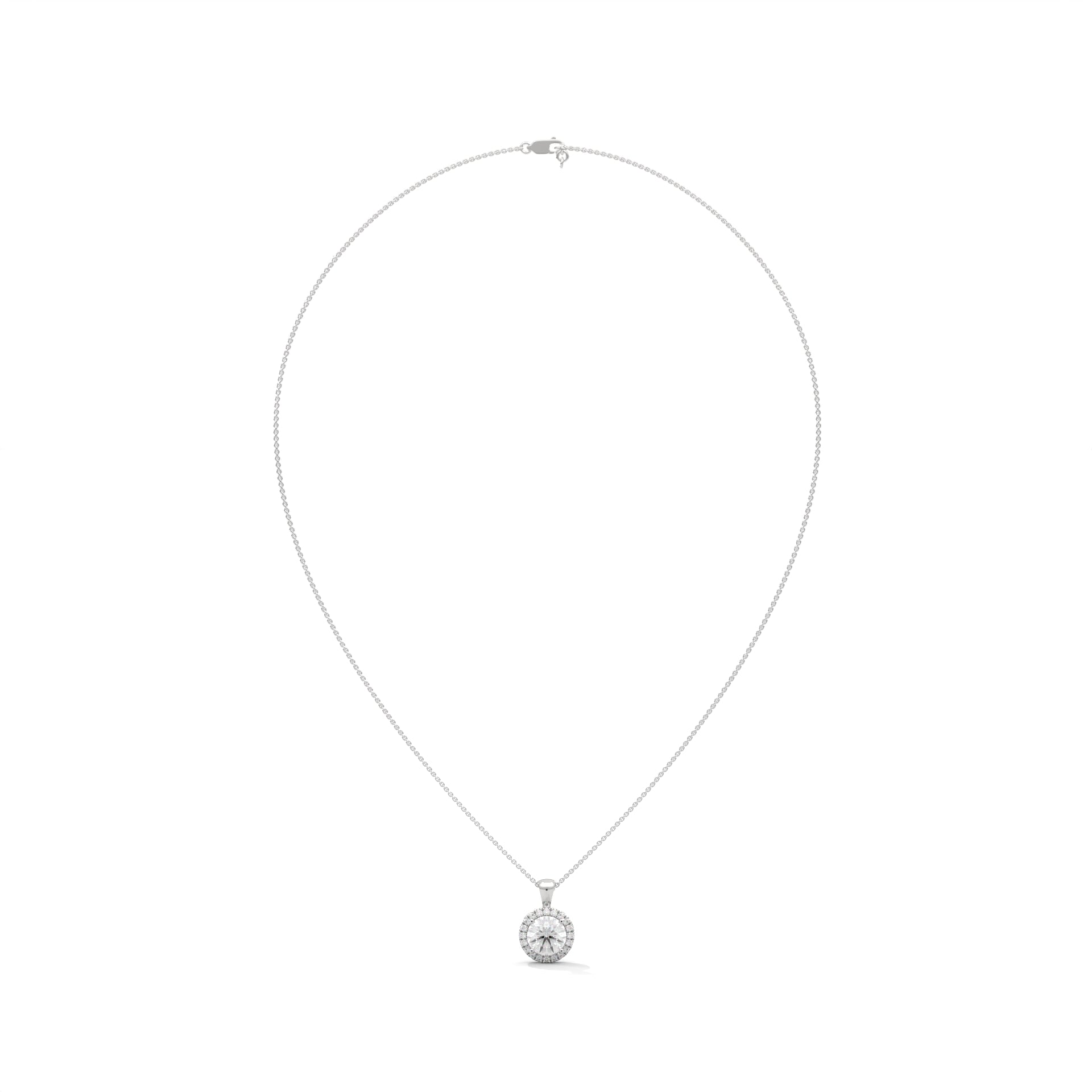 Classic Round Halo Pendant Platinum