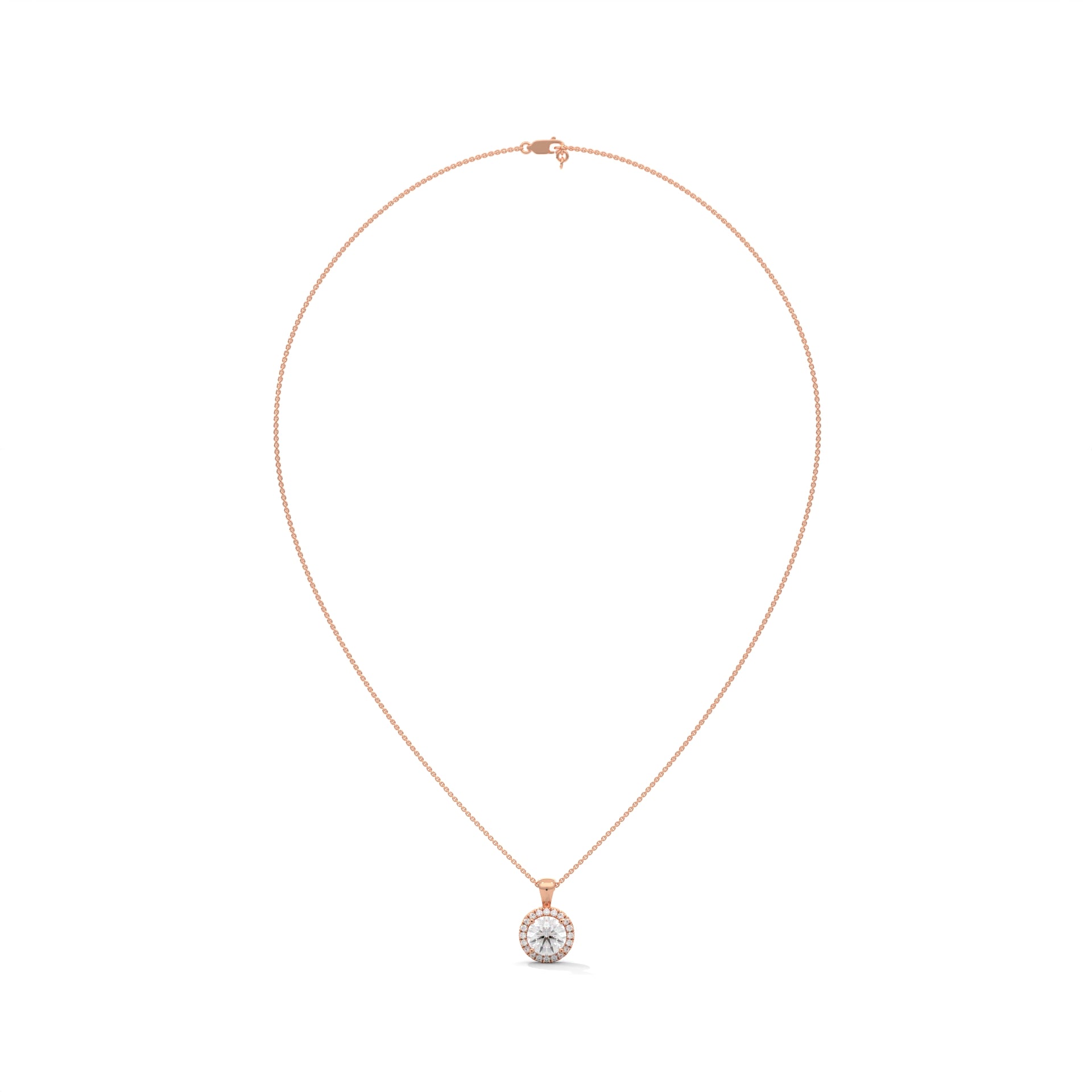 Classic Round Halo Pendant Rose Gold