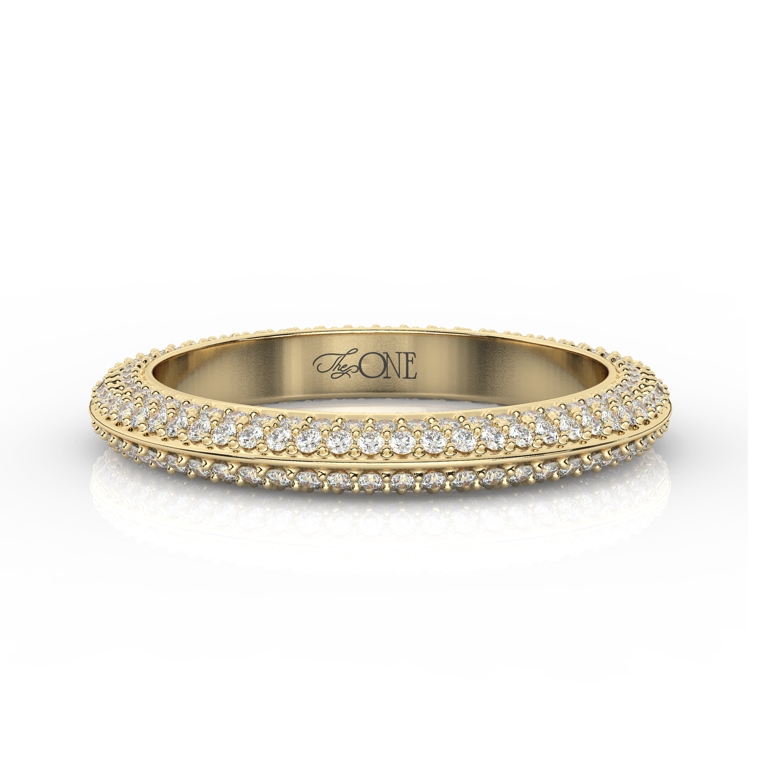 Classic Round Knife-Edge Diamond Band Yellow Gold