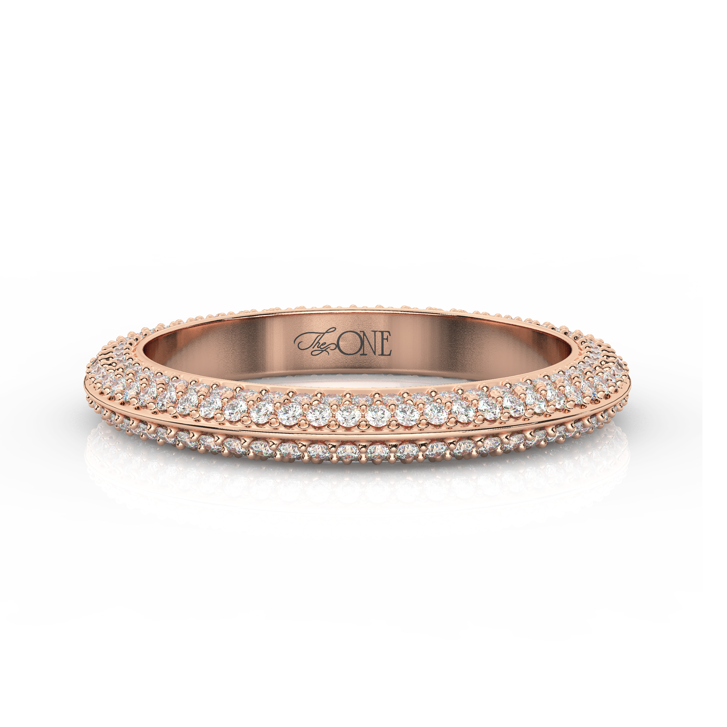 Classic Round Knife-Edge Diamond Band Rose Gold
